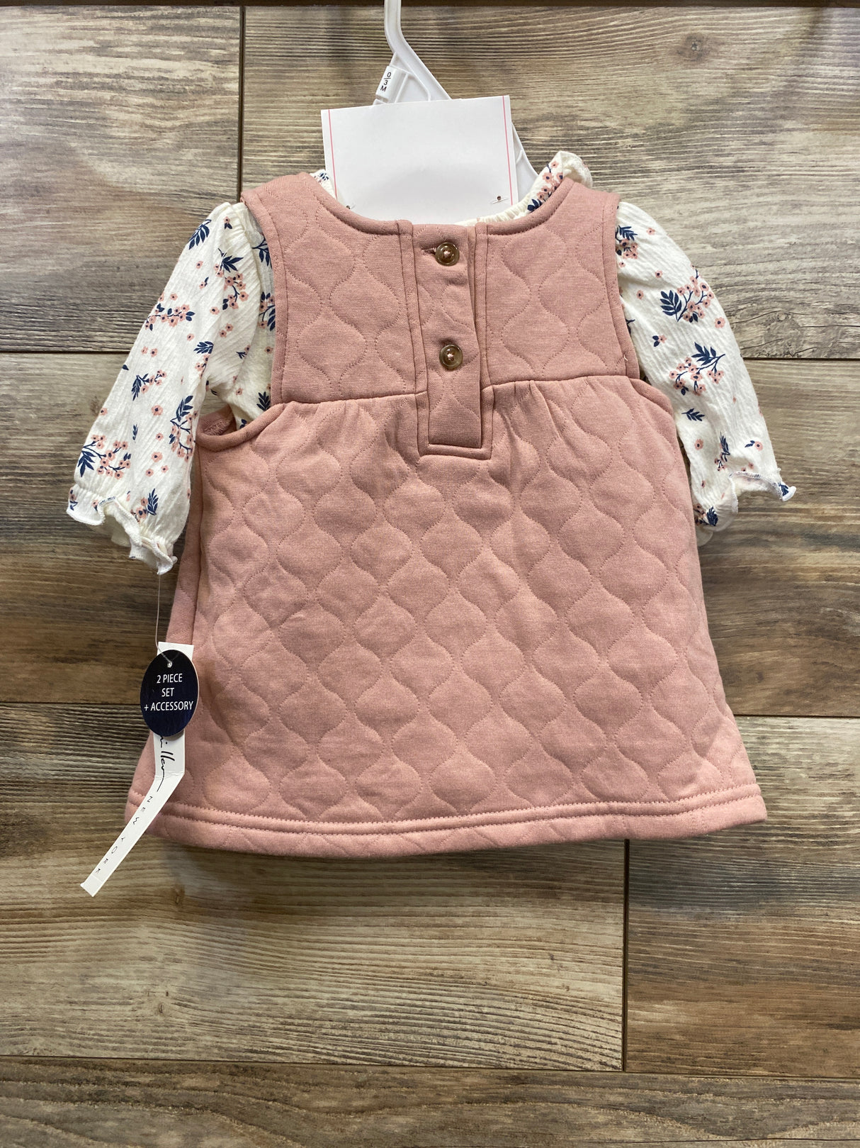 NEW Nicole Miller 3pc Floral Ribbed Bodysuit & Sweater Knit Dress Pink sz 0-3m