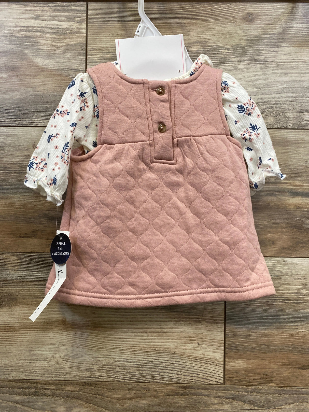 NEW Nicole Miller 3pc Floral Ribbed Bodysuit & Sweater Knit Dress Pink sz 0-3m