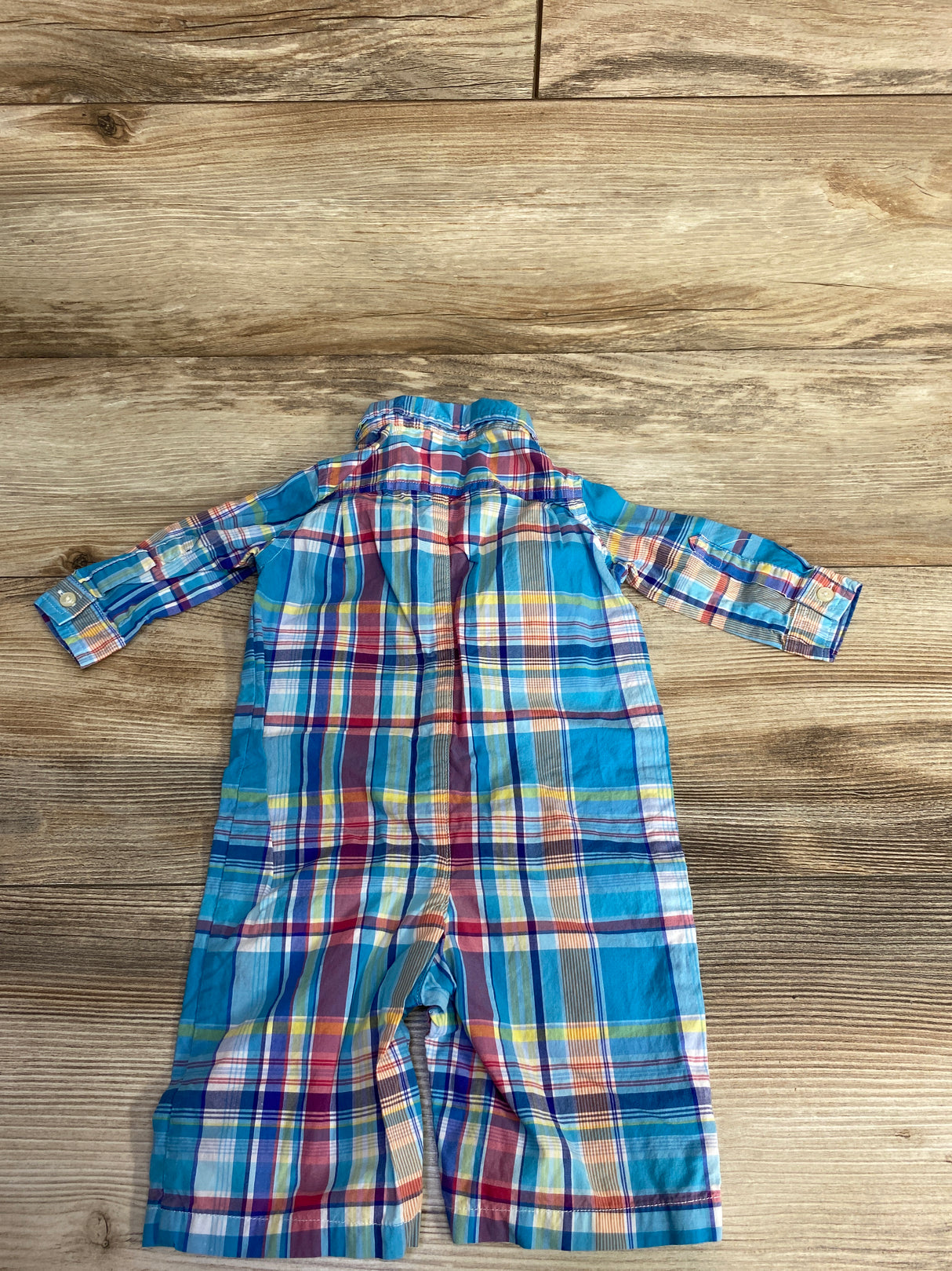 Ralph Lauren Plaid Button Down Coverall Light Blue sz 3m