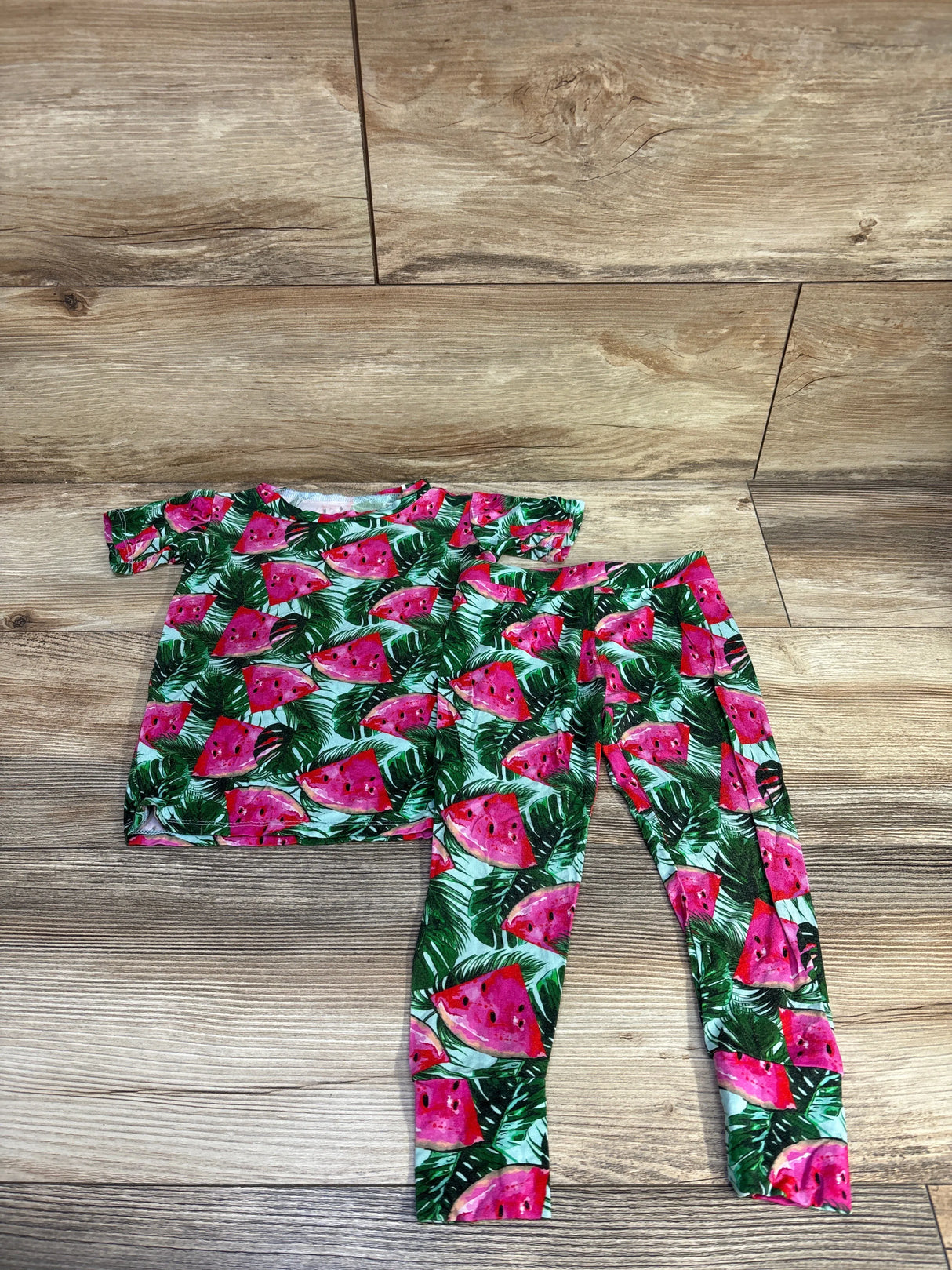 Little Bum Bums 2pc Bamboo Pajama Set Green sz 2T
