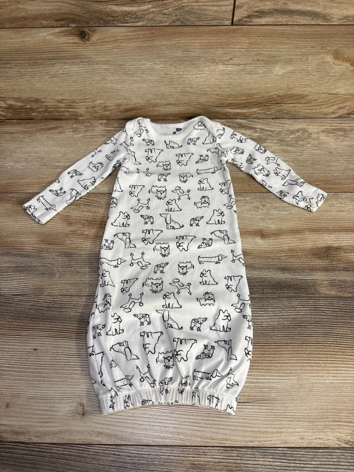 Small Story Animal Print Sleeper Gown White sz 0-6m
