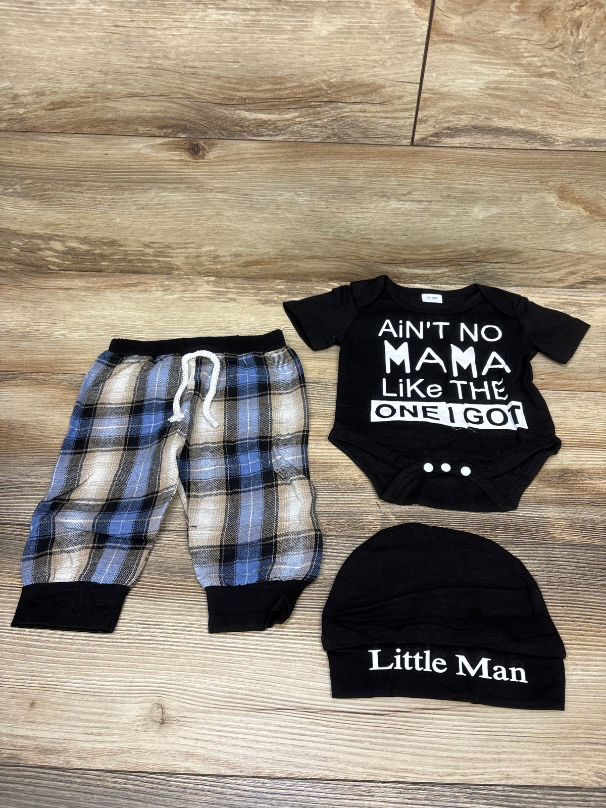 NWOT NZRVAWS 3pc Ain't No Mama Like The One I Got Outfit Set Black sz 0-3m