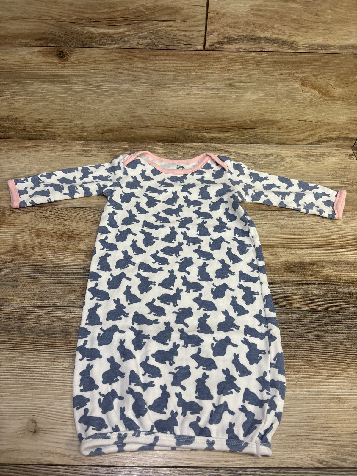 Yoga Sprout Bunny Print Sleep Gown White sz 0-6m