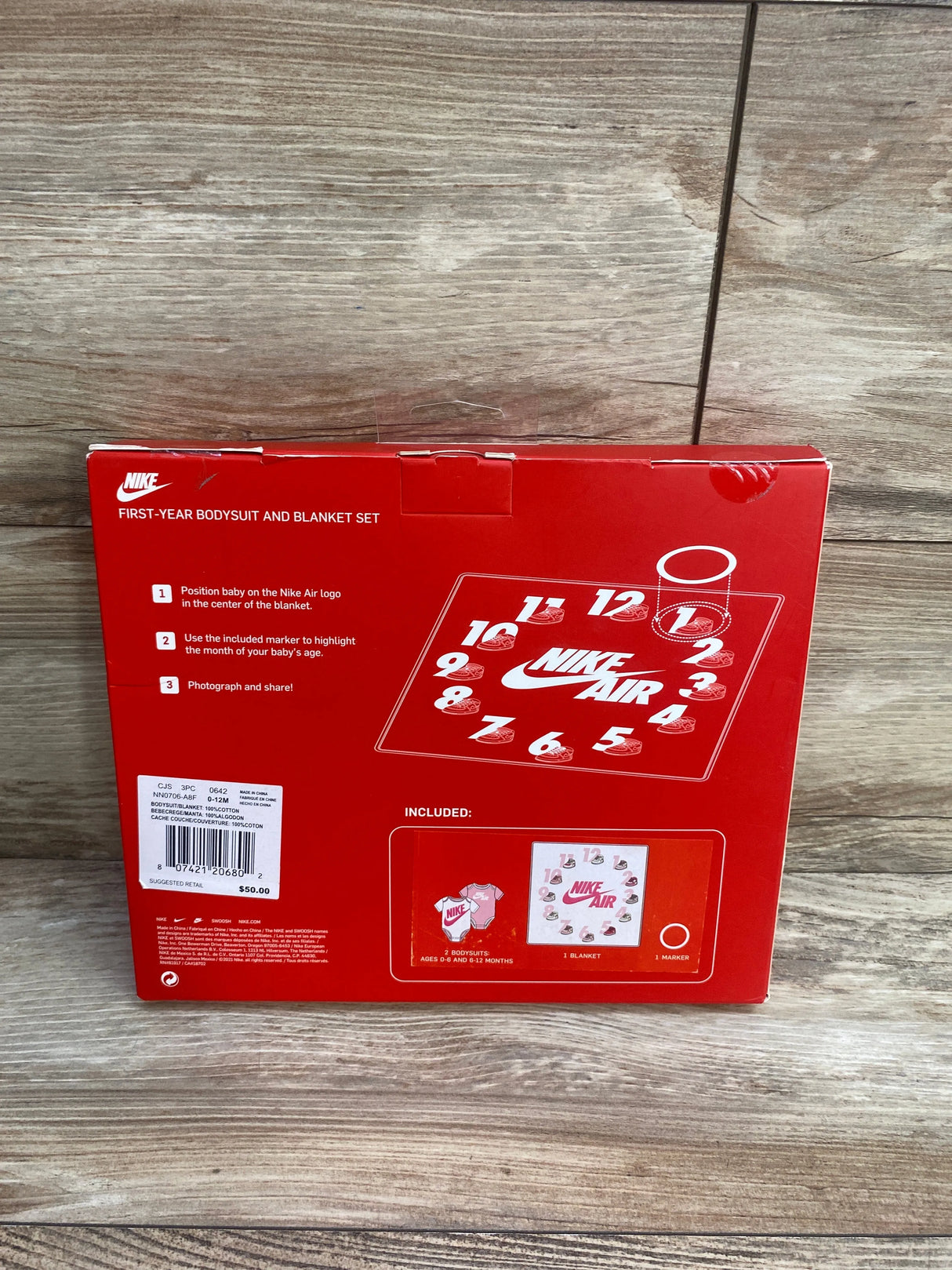 NEW Nike First-Year Bodysuit and Blanket Set Pink sz 0-12m