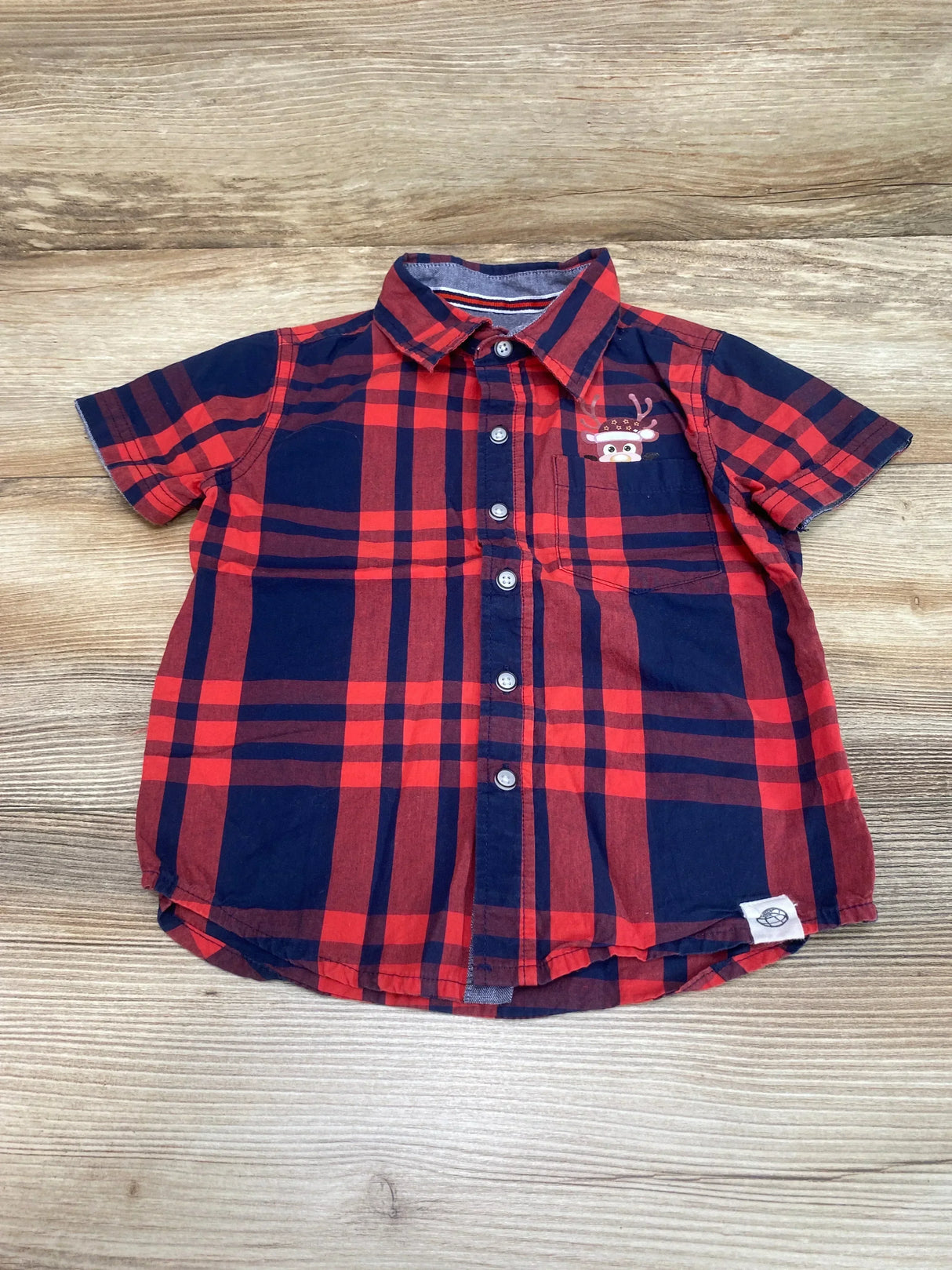 Free Planet Plaid Button Up Shirt Red sz 3T - Me n Mommy To Be