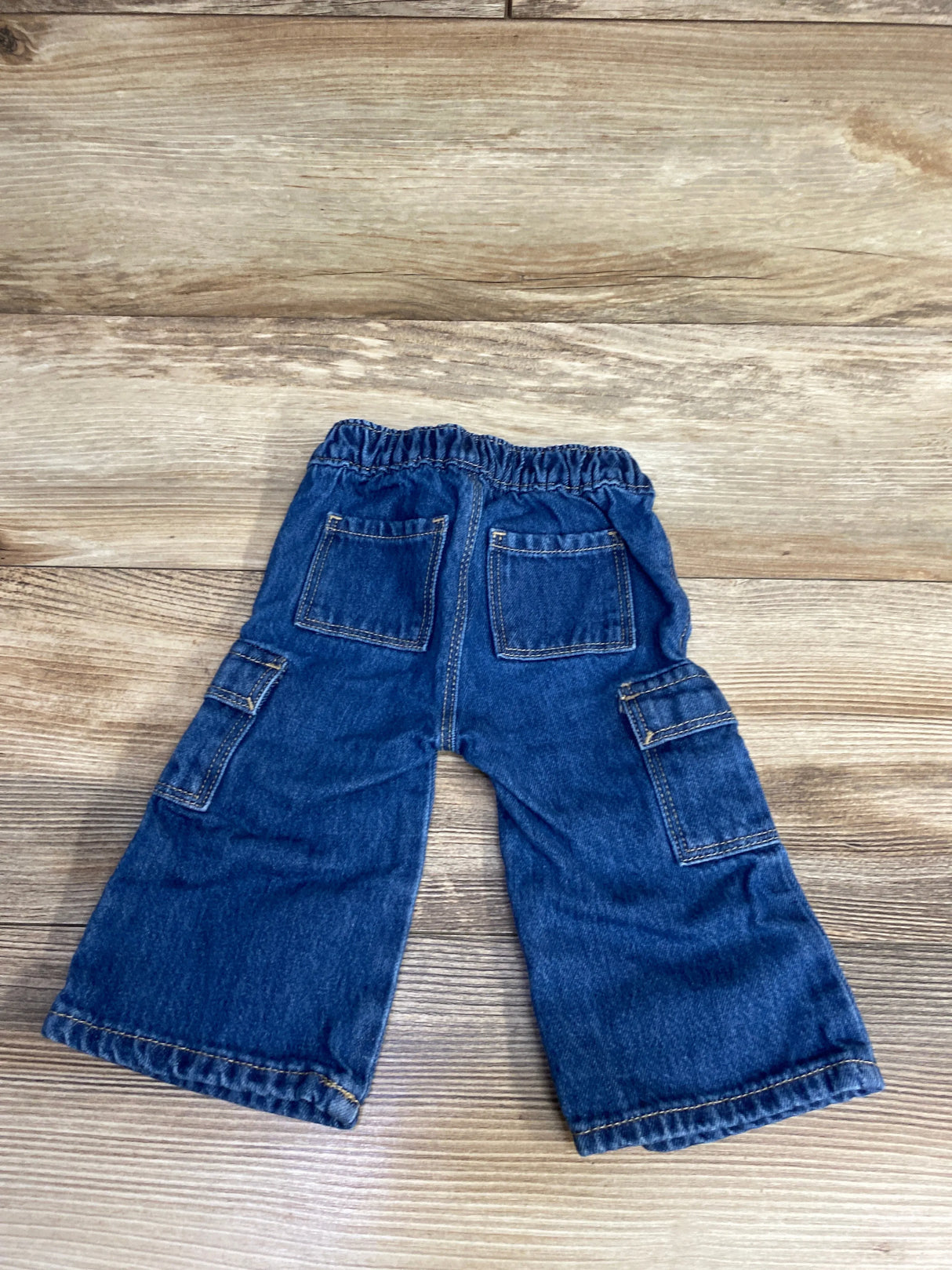 Old Navy Denim Wide Leg Cargo Jeans Blue sz 6-12m
