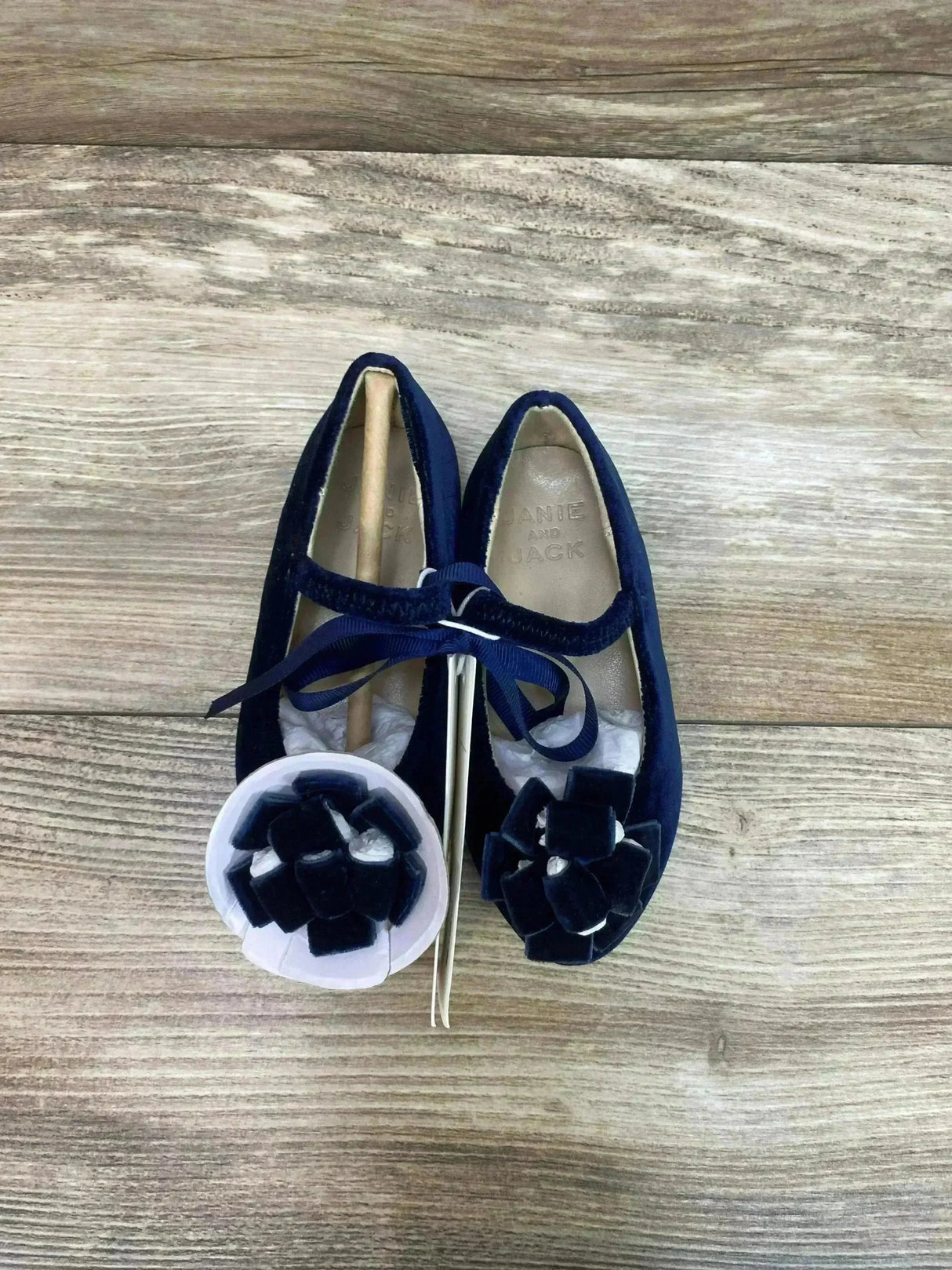 NEW Janie and Jack Dark Marine Velvet Bow Ballet Flat sz 5c - Me n Mommy To Be