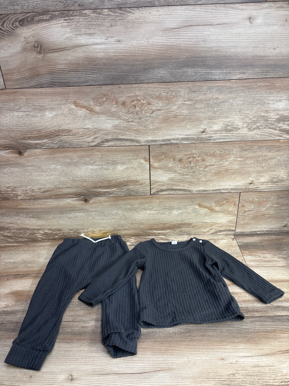 Shein 2pc Waffle Knit Shirt & Bottoms Set Grey sz 18-24m