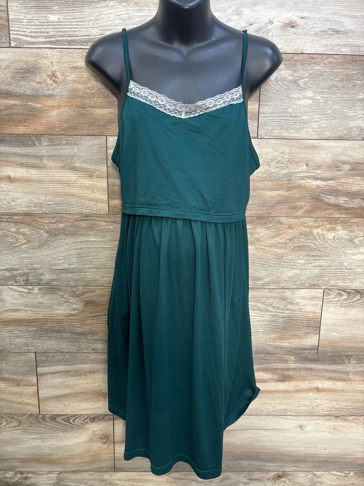 Ekouaer 2pc Lace Maternity Nursing Gown and 3/4 Sleeve Robe Green sz Large