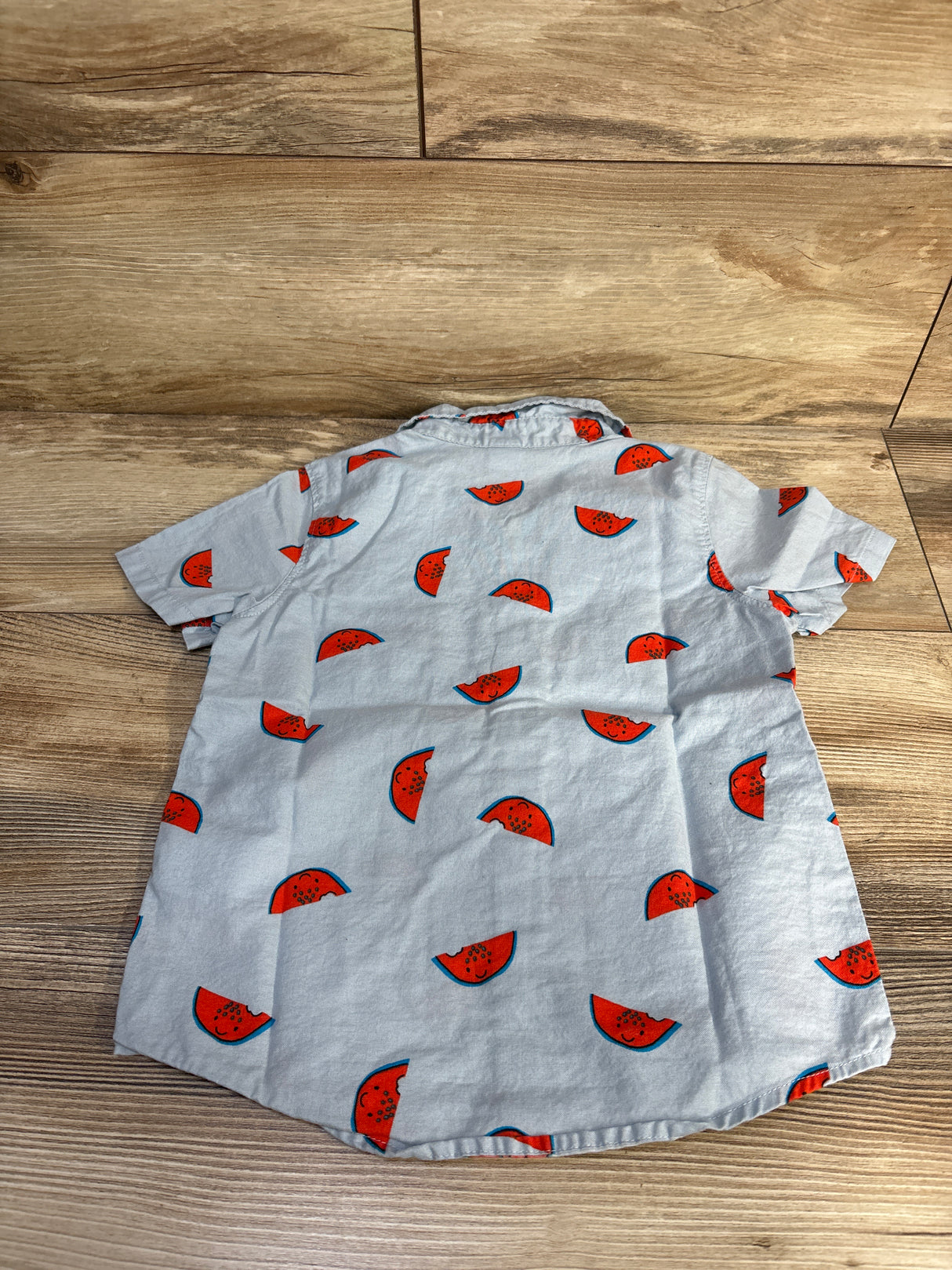 Old Navy Watermelon Print Button-Up Oxford Shirt Blue sz 4T