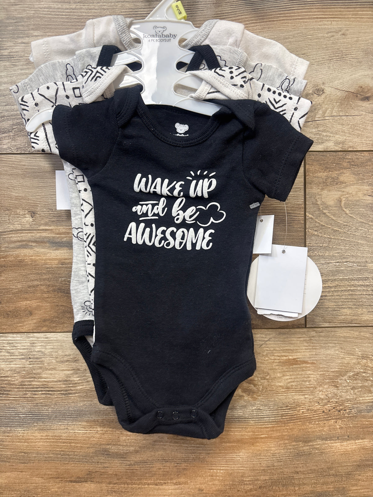 NEW Koala Baby 4pk Bodysuits Grey sz 0-3m