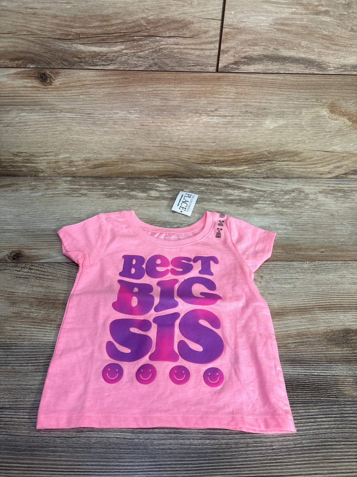 NEW Children's Place Best Big Sis Shirt Pink sz 12-18m