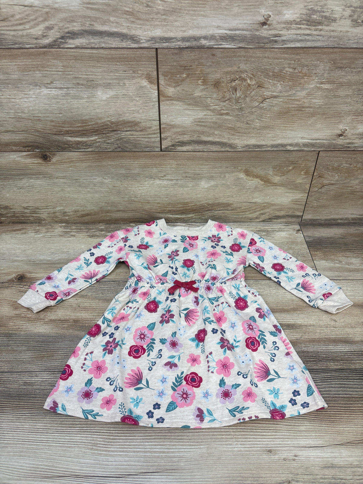 Koala Kids Floral Sweatshirt Dress Beige sz 18m