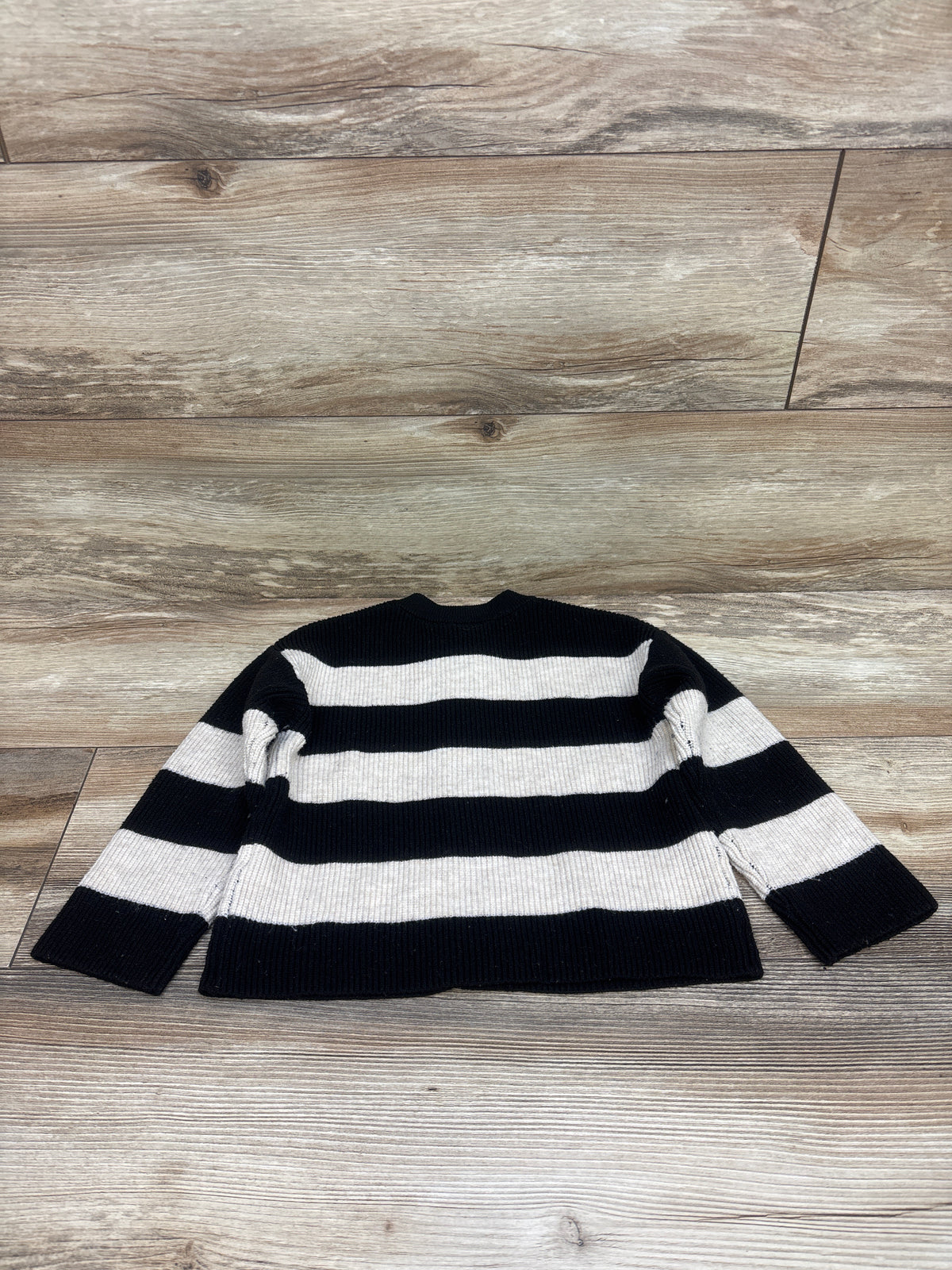 Zara Striped Knit Button-Up Sweater Black sz 3-4T