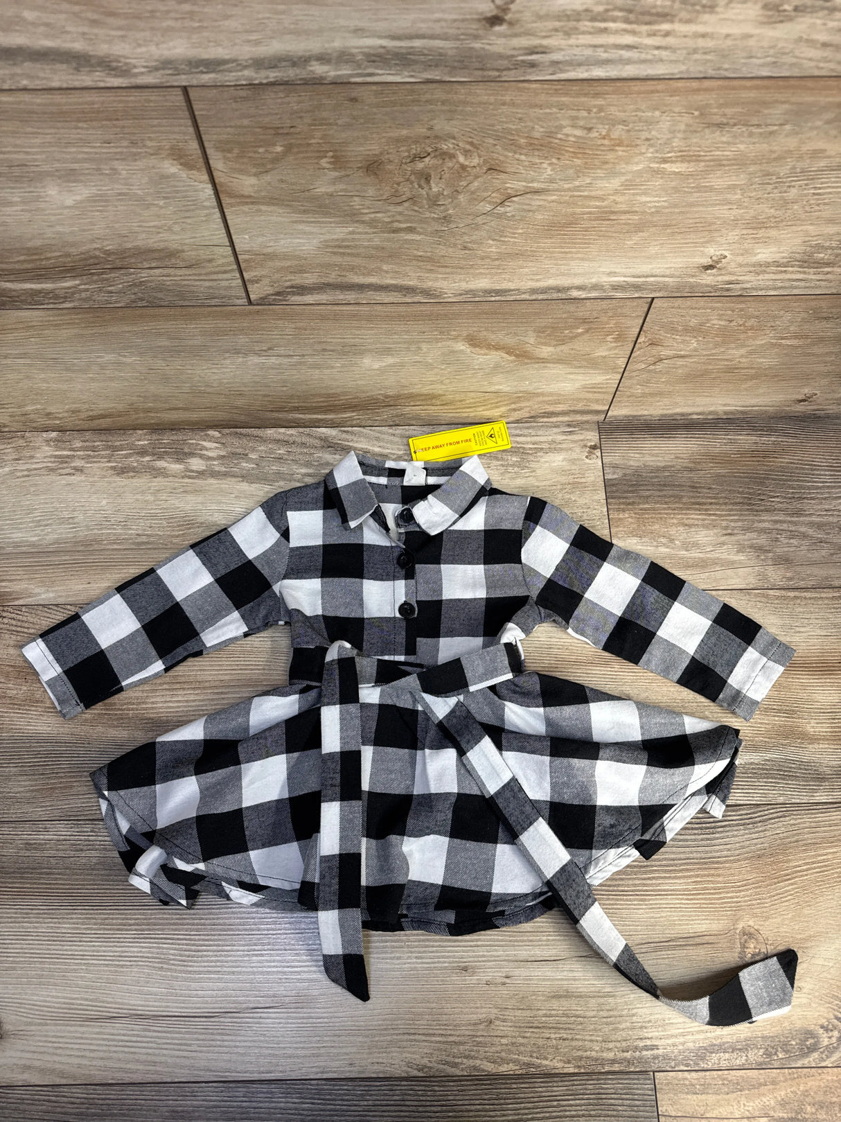 NEW Shein Plaid Waist Tie Dress Black & White sz 18-24m