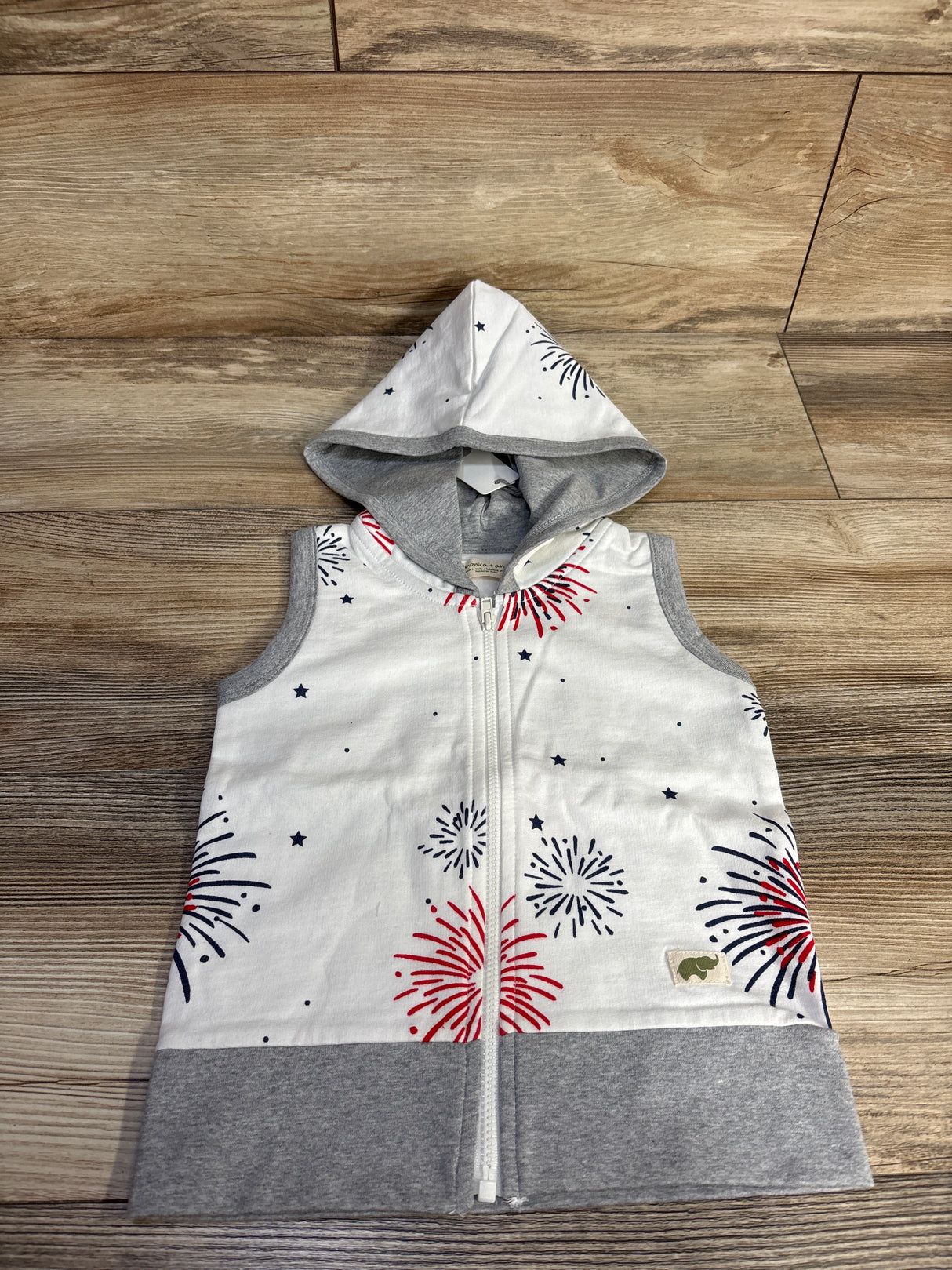 NEW Monica + Andy Sleeveless Zip-Up Hoodie in Little Sparkler White sz 2T