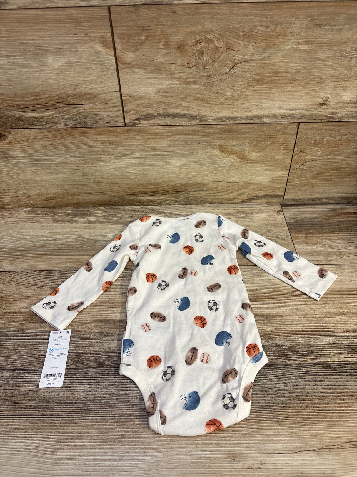NEW Carter's Sports Long Sleeve Bodysuit White sz 9m