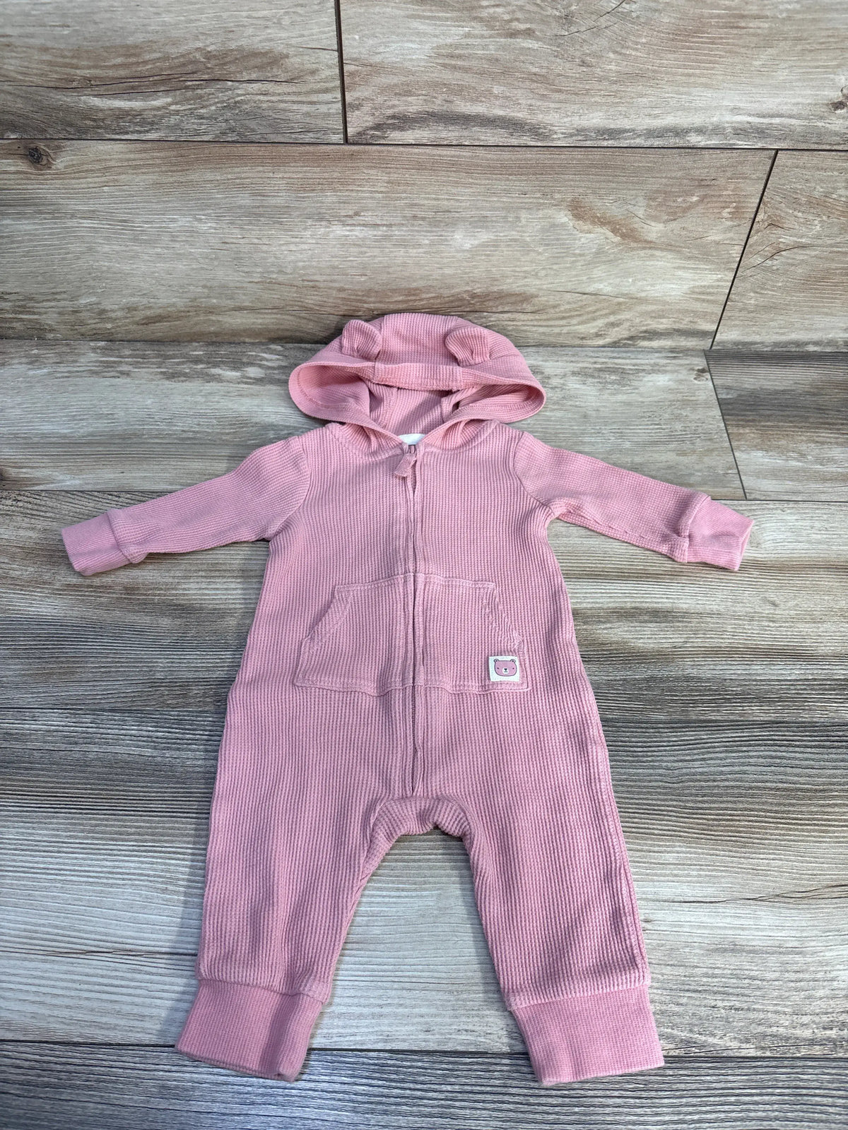 Carter's Waffle Knit Hooded Coverall Pink sz 3m