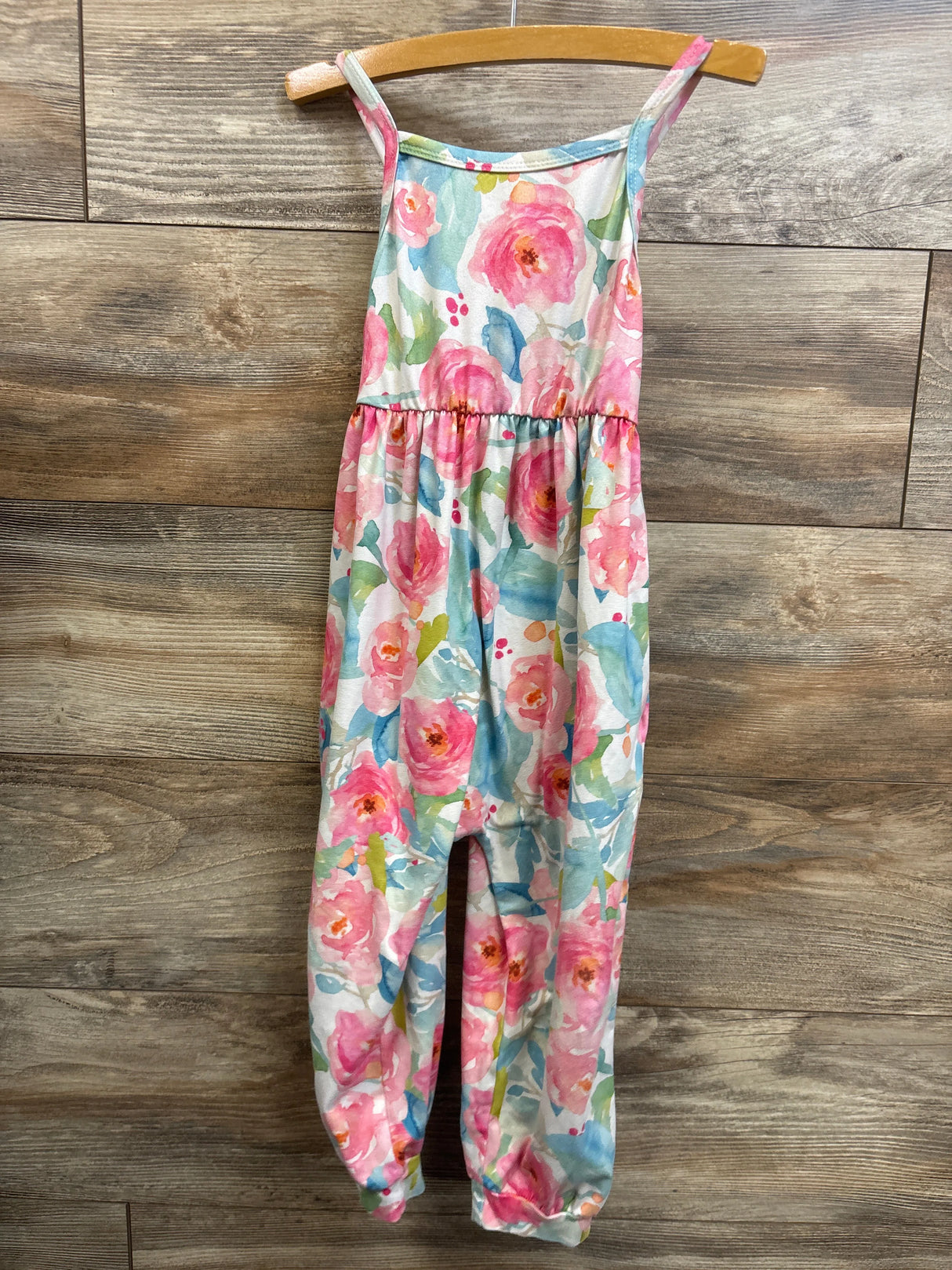 Generic Watercolor Floral Sleeveless Jumpsuit White sz 3-4T