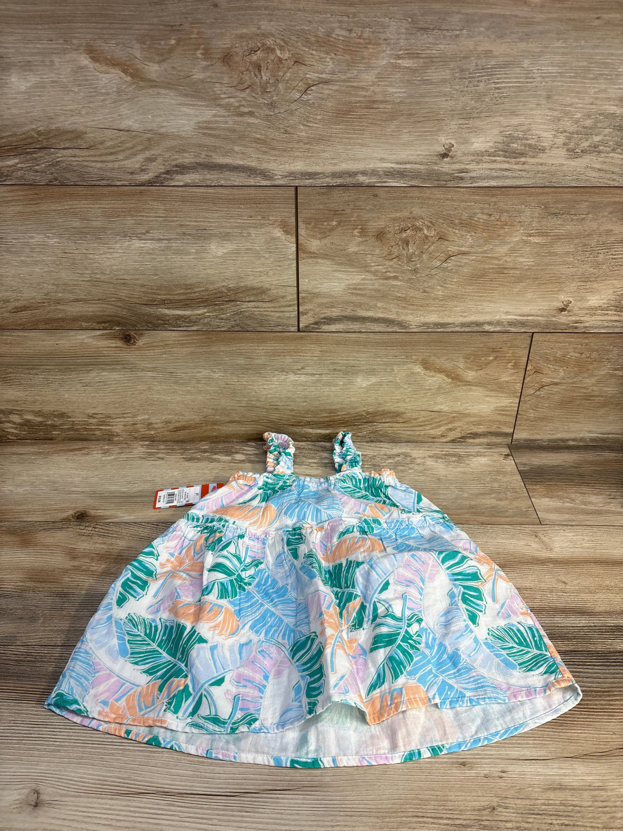 NEW Cat & Jack Palm Printed Tank Gauze Dress Green sz 2T