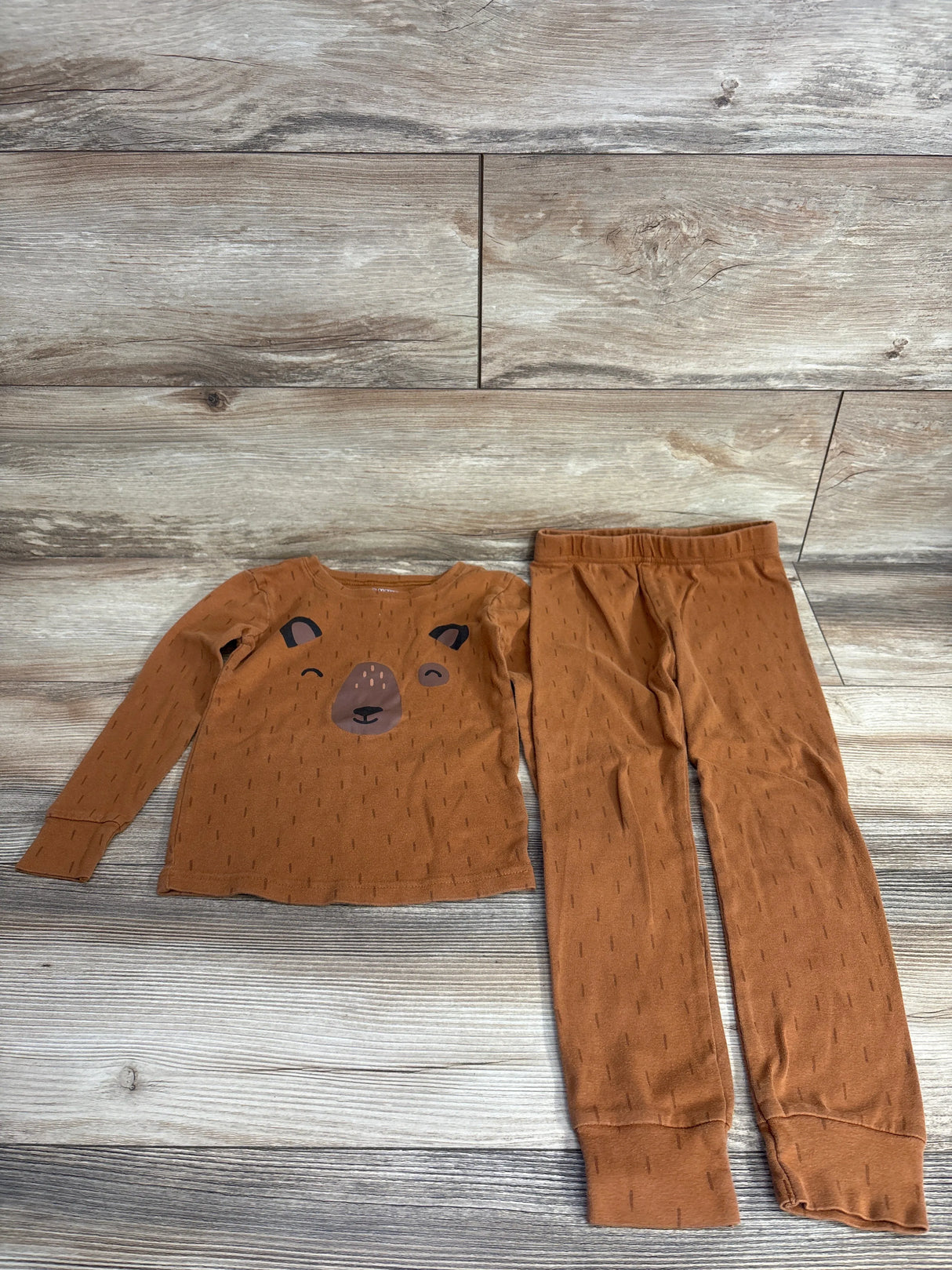 Old Navy 2pc Bear Print Pajama Set Brown sz 5T