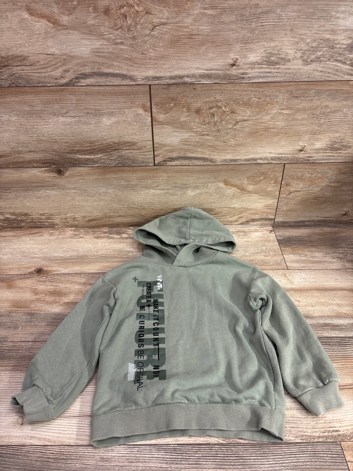 H&M Pullover Hooded Sweatshirt Green sz 5/6T