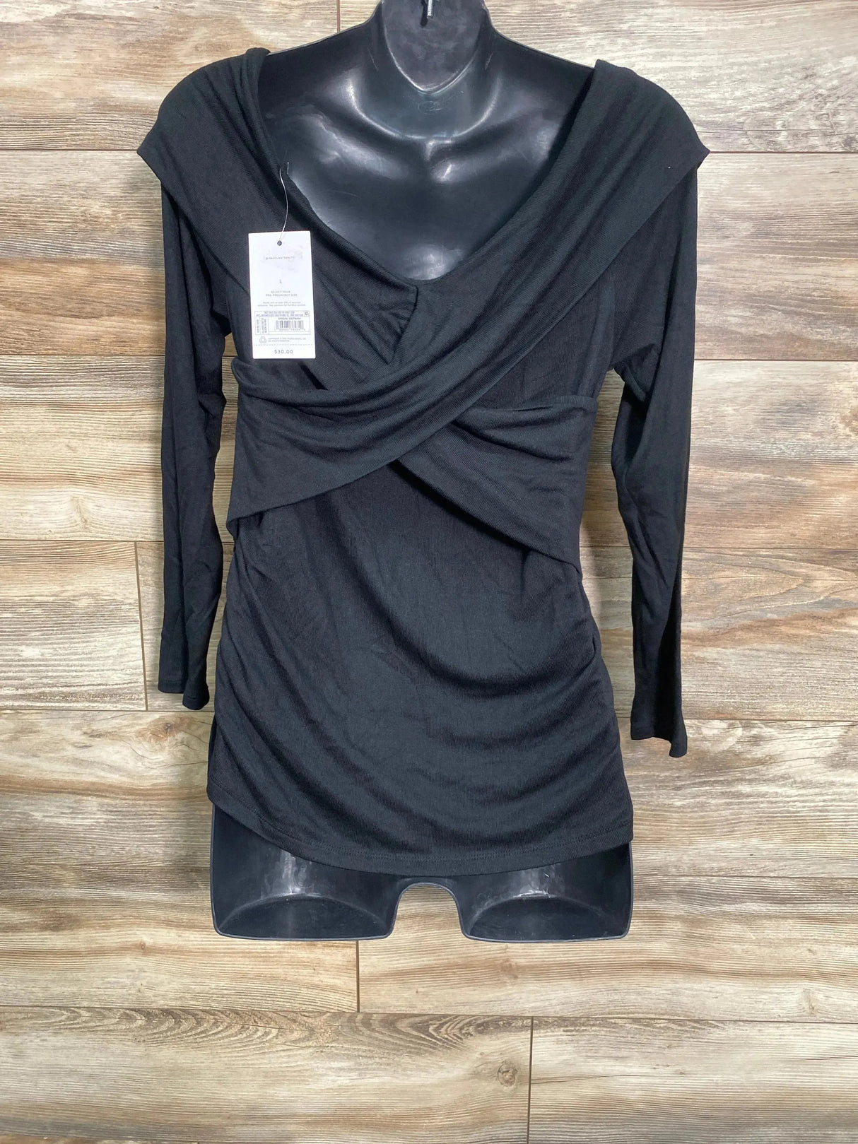 NEW Isabel Maternity Cross Front Top Black sz Large - Me n Mommy To Be