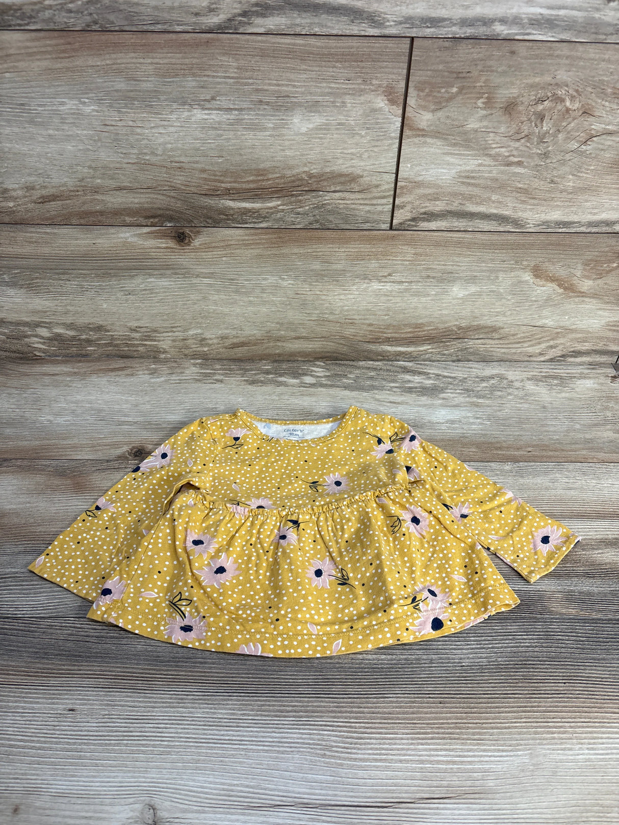 Carter's Long Sleeve Floral Shirt Yellow sz 18m - Me n Mommy To Be