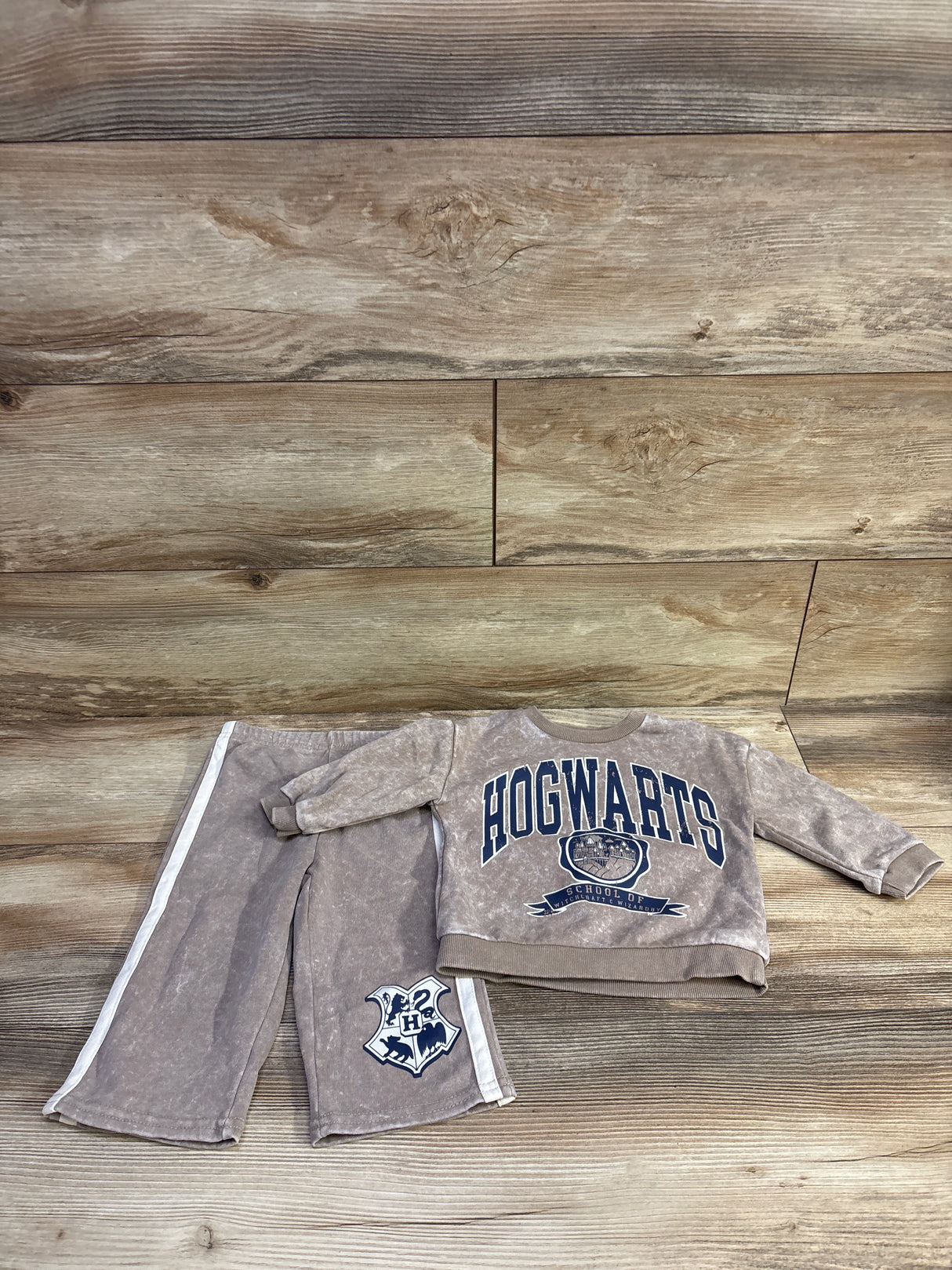 Harry Potter 2pc Hogwarts Long Sleeve Shirt & Pants Set Brown sz 18m