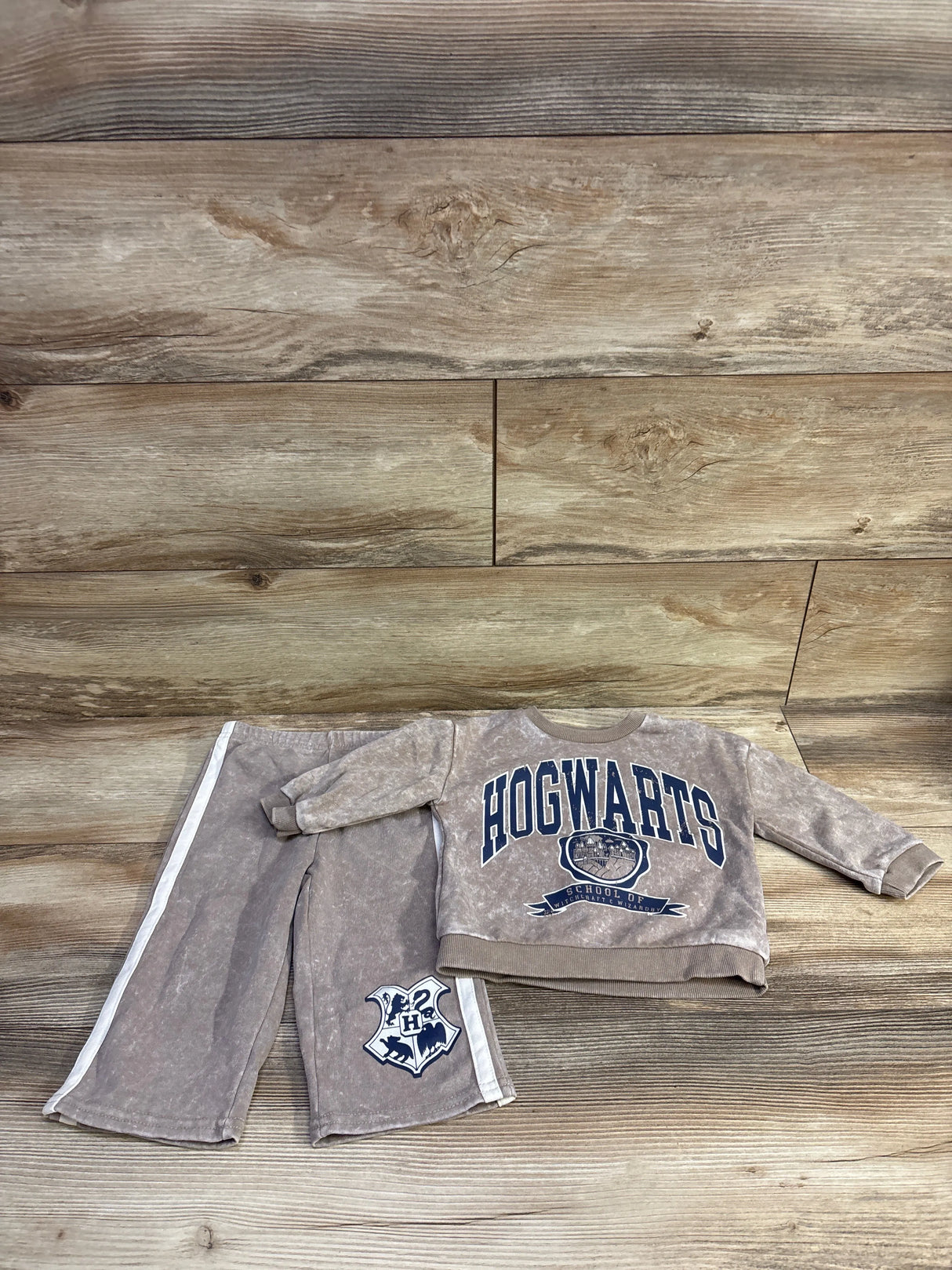 Harry Potter 2pc Hogwarts Long Sleeve Shirt & Pants Set Brown sz 18m