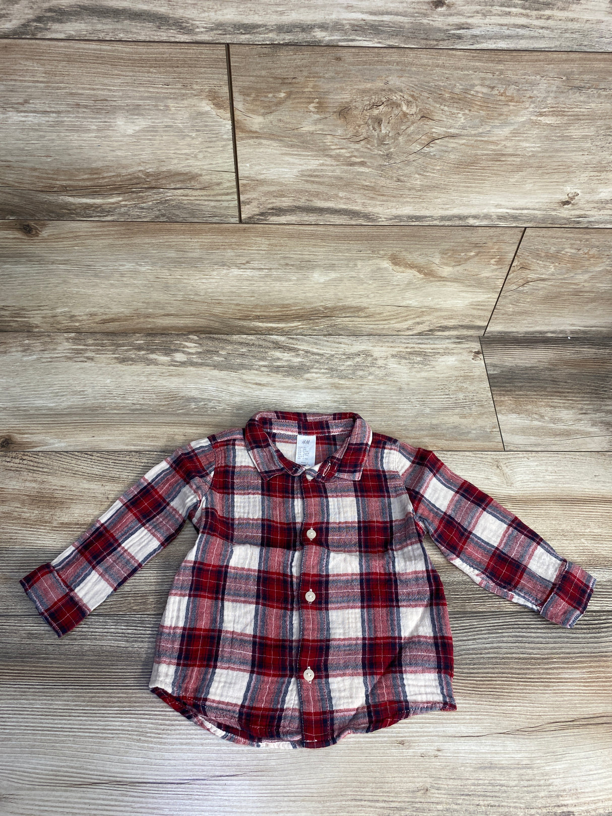 H&M Plaid Button Up Flannel Red sz 9m