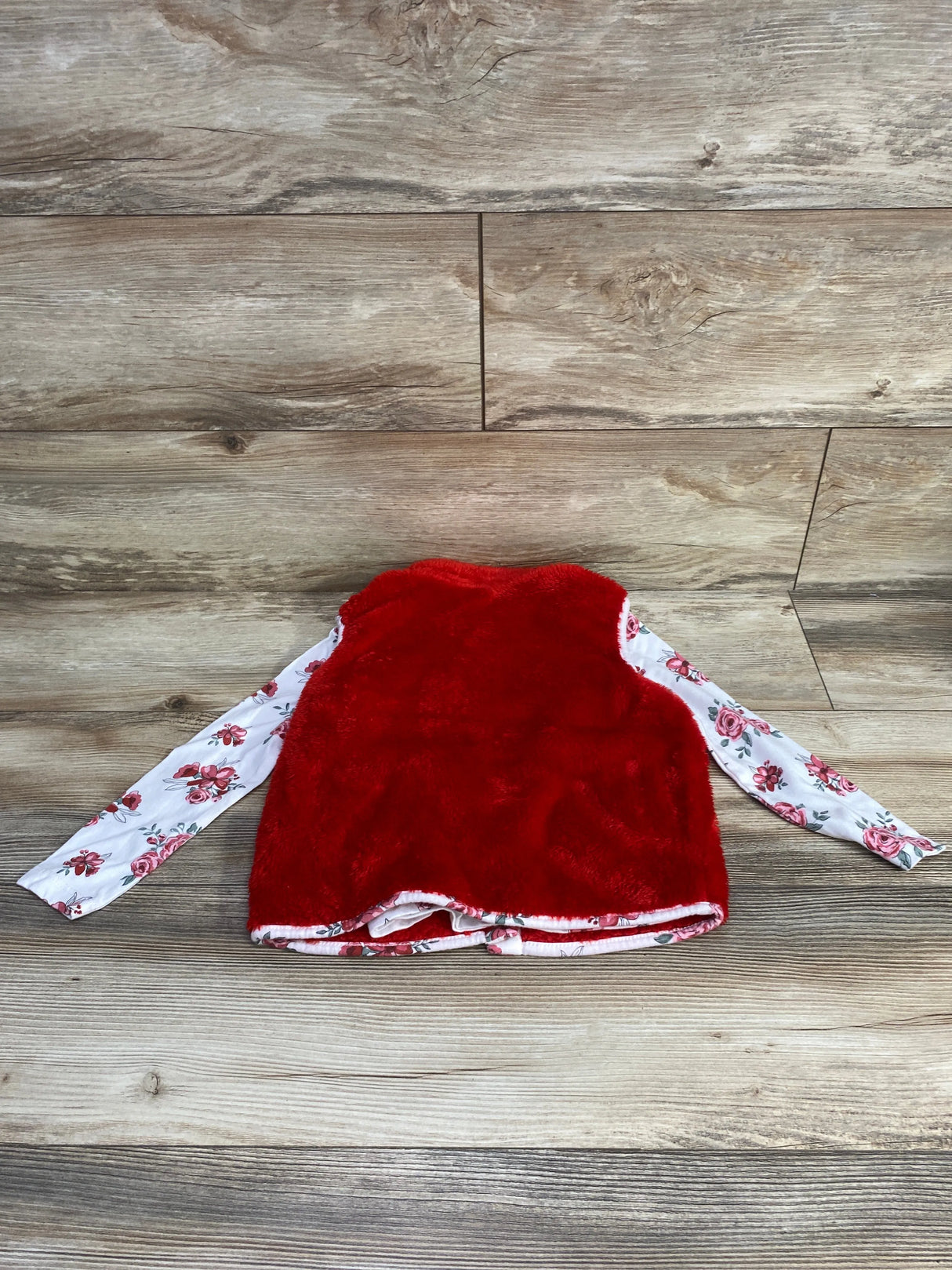 Kids Headquarters 2pc Plush Rose Vest  Shirt White sz 4T