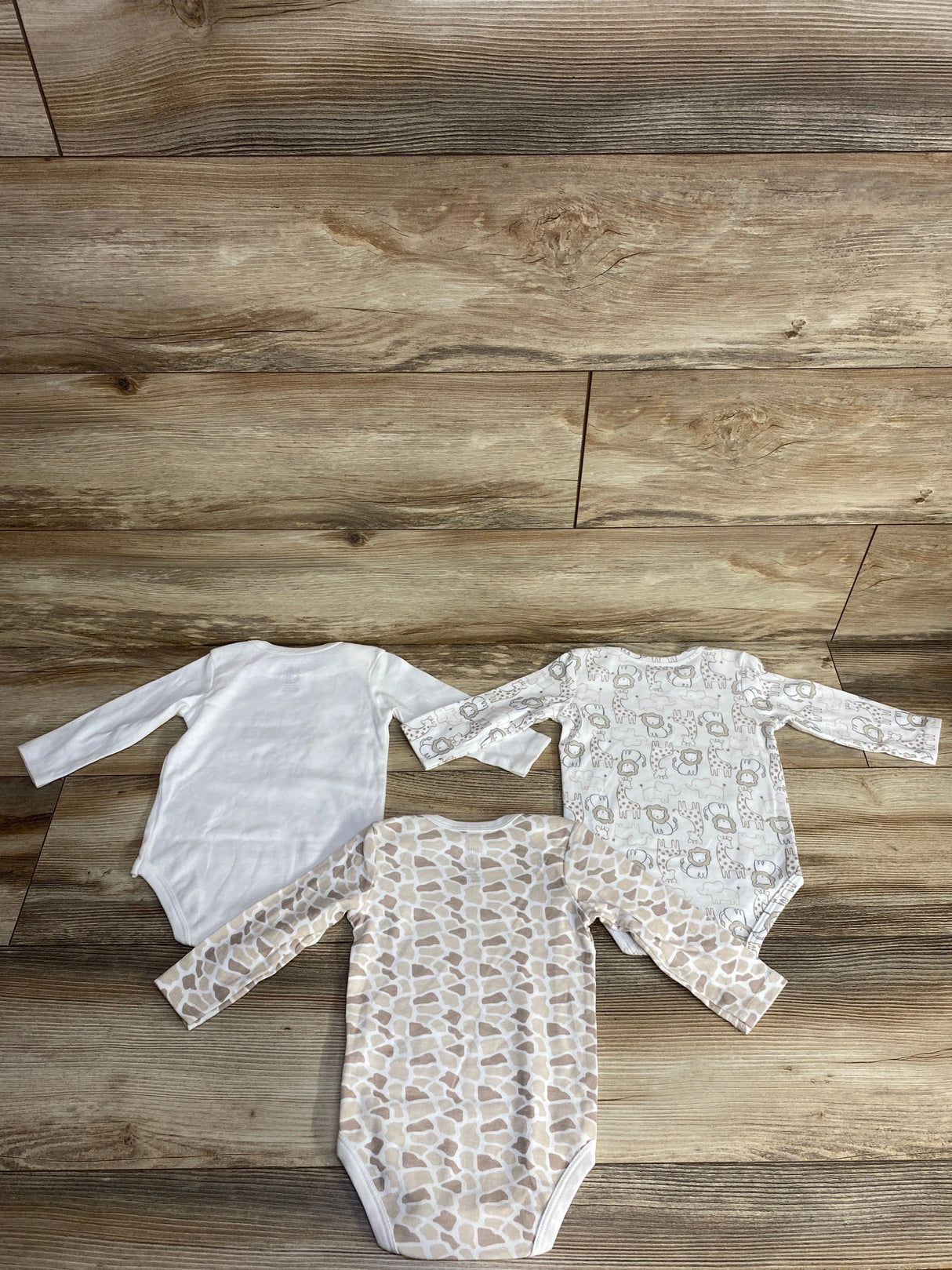 Little Loved 3pk Safari Animal Bodysuit Set White sz 6-9m