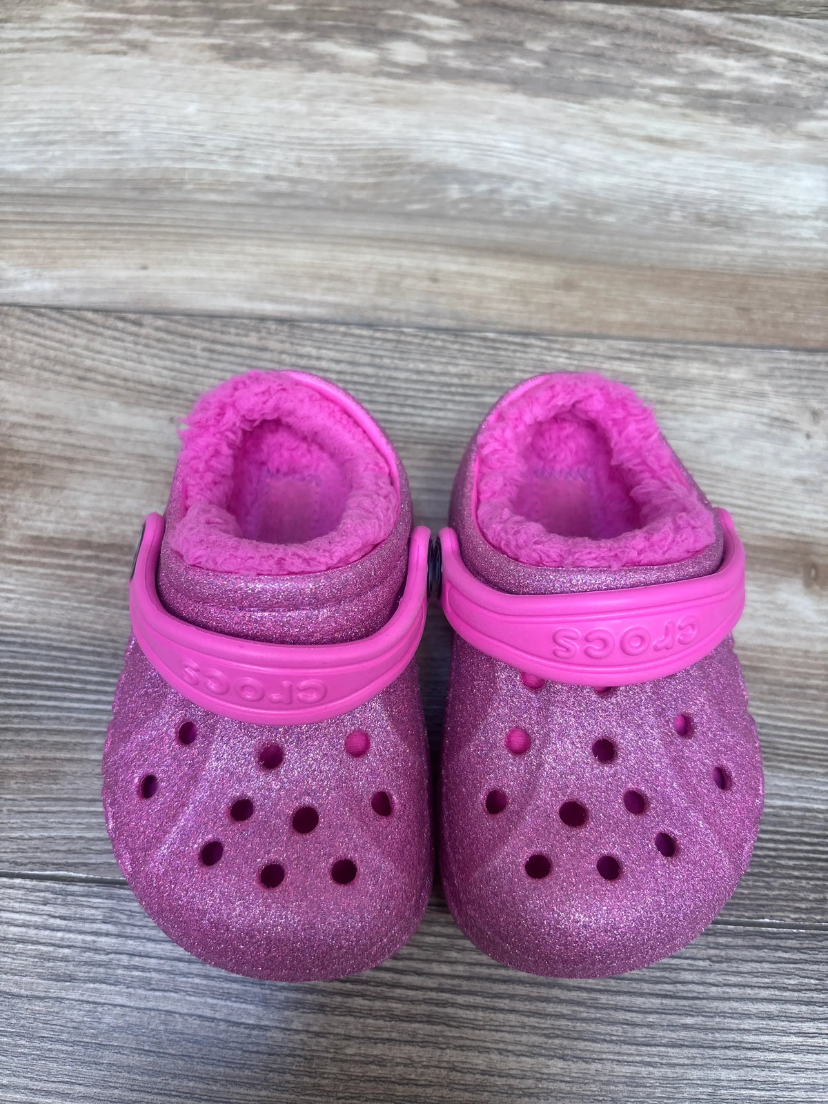 Crocs Classic Lined Clogs Glitter Pink sz 6c