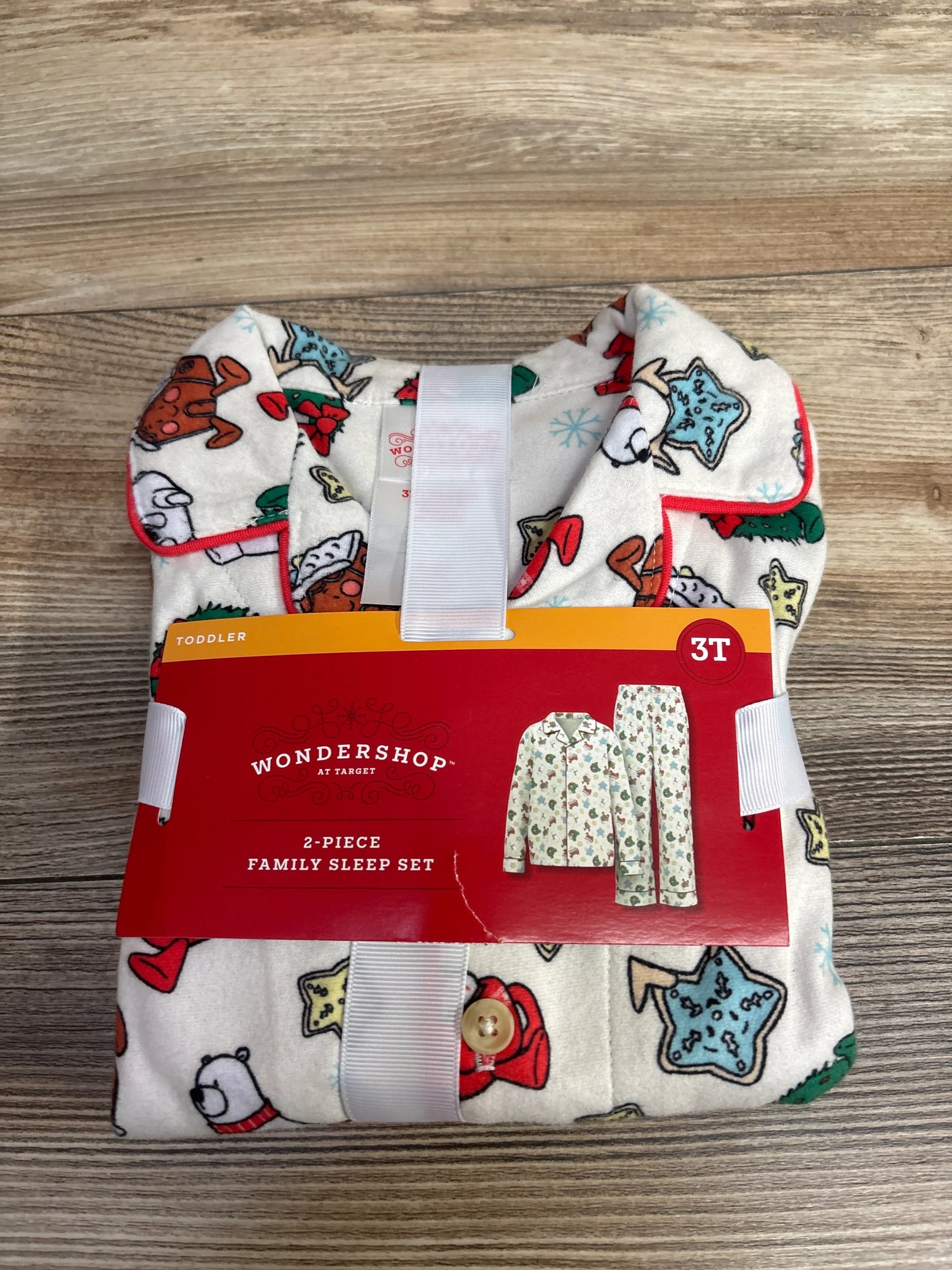 NEW Wonder Shop 2pc Coat Style Christmas Pajama Set White sz 3T