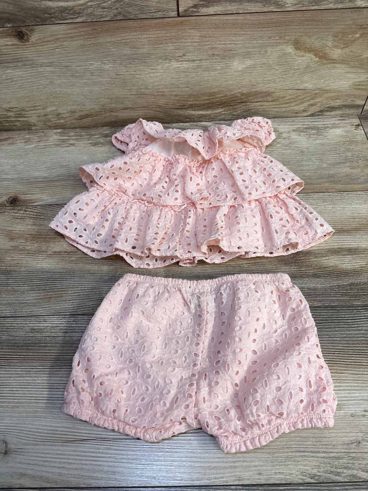 7 For All Mankind 2pc Eyelet Top & Shorts Set Pink sz 18m