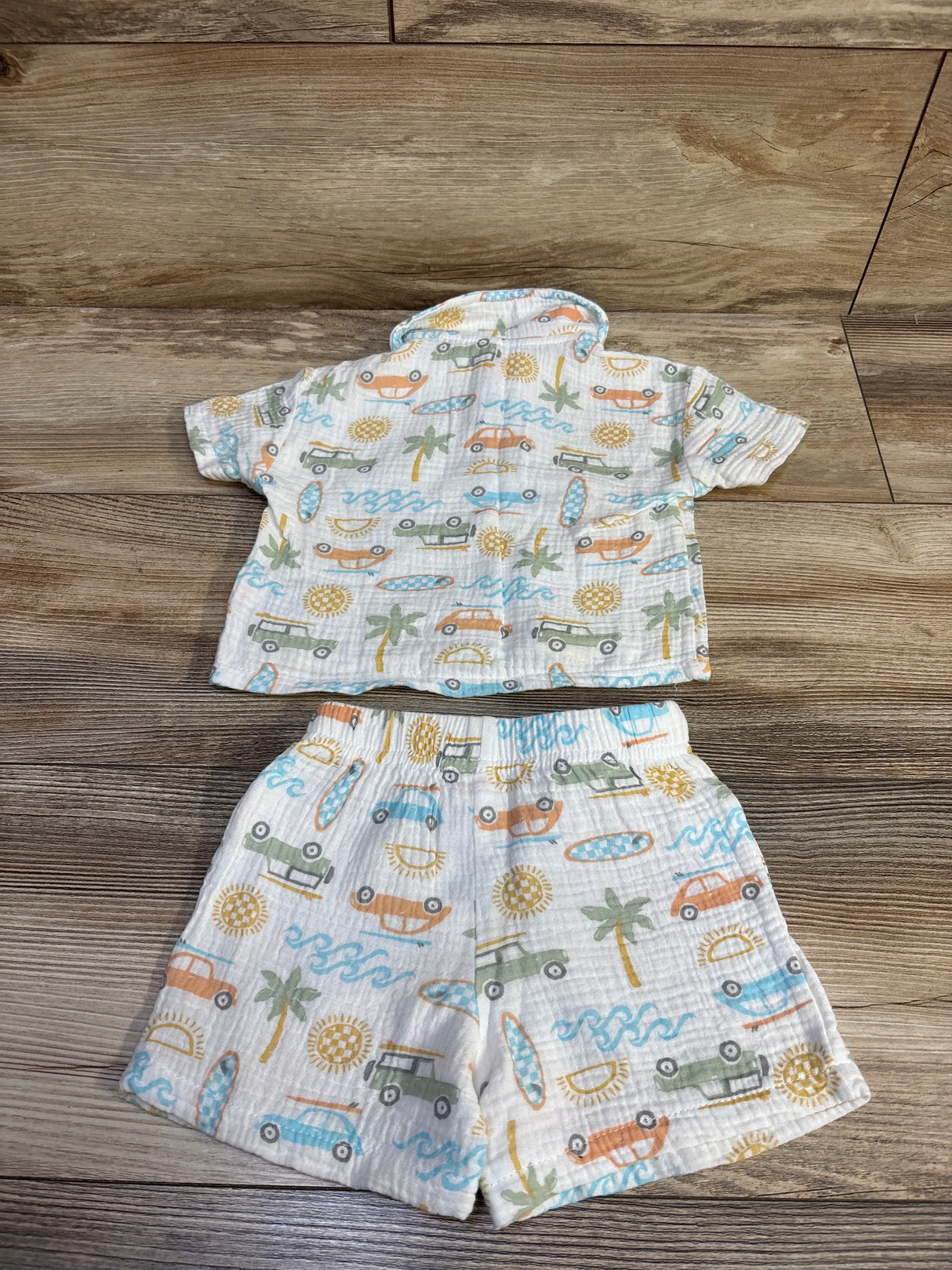 La Dolce Vita by Chick Pea 2pc Gauze Polo Shirt & Shorts Set White sz 6-9m