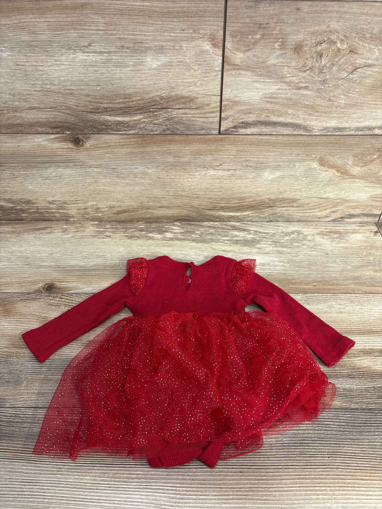 Baby Starters Ribbed Tulle Bodysuit Dress Red sz 6m