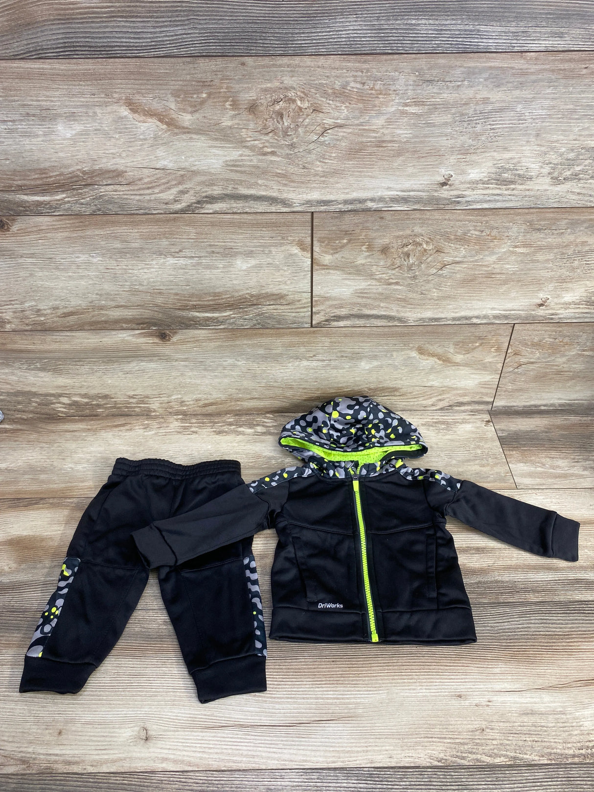 Athletic Works 2pc Active Full Zip Jacket Set Black sz 6-9m