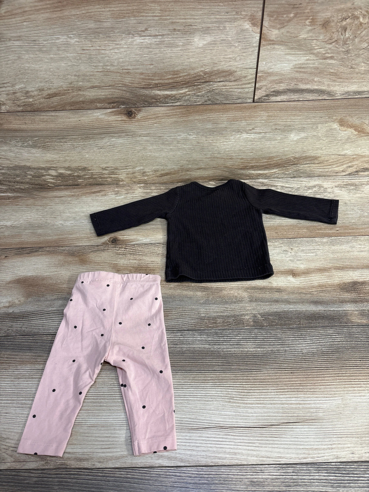 H&M 2pc Ribbed Shirt & Pants Black sz Newborn