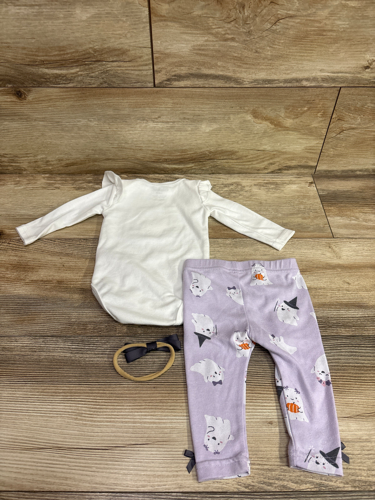 Lila & Jack 3pc My First Halloween Bodysuit & Pants Set White sz 3-6m