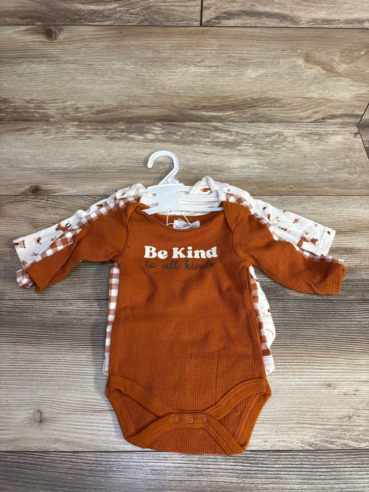 NEW Willow + Whimsy 3pk Waffle Knit Bodysuits Carmel sz 0-3m