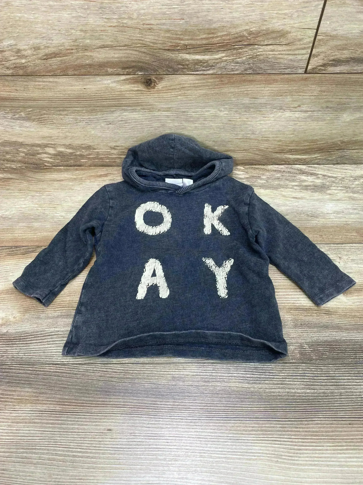 Zara Baby Boy Hooded Okay Shirt Grey sz 3-6m - Me n Mommy To Be