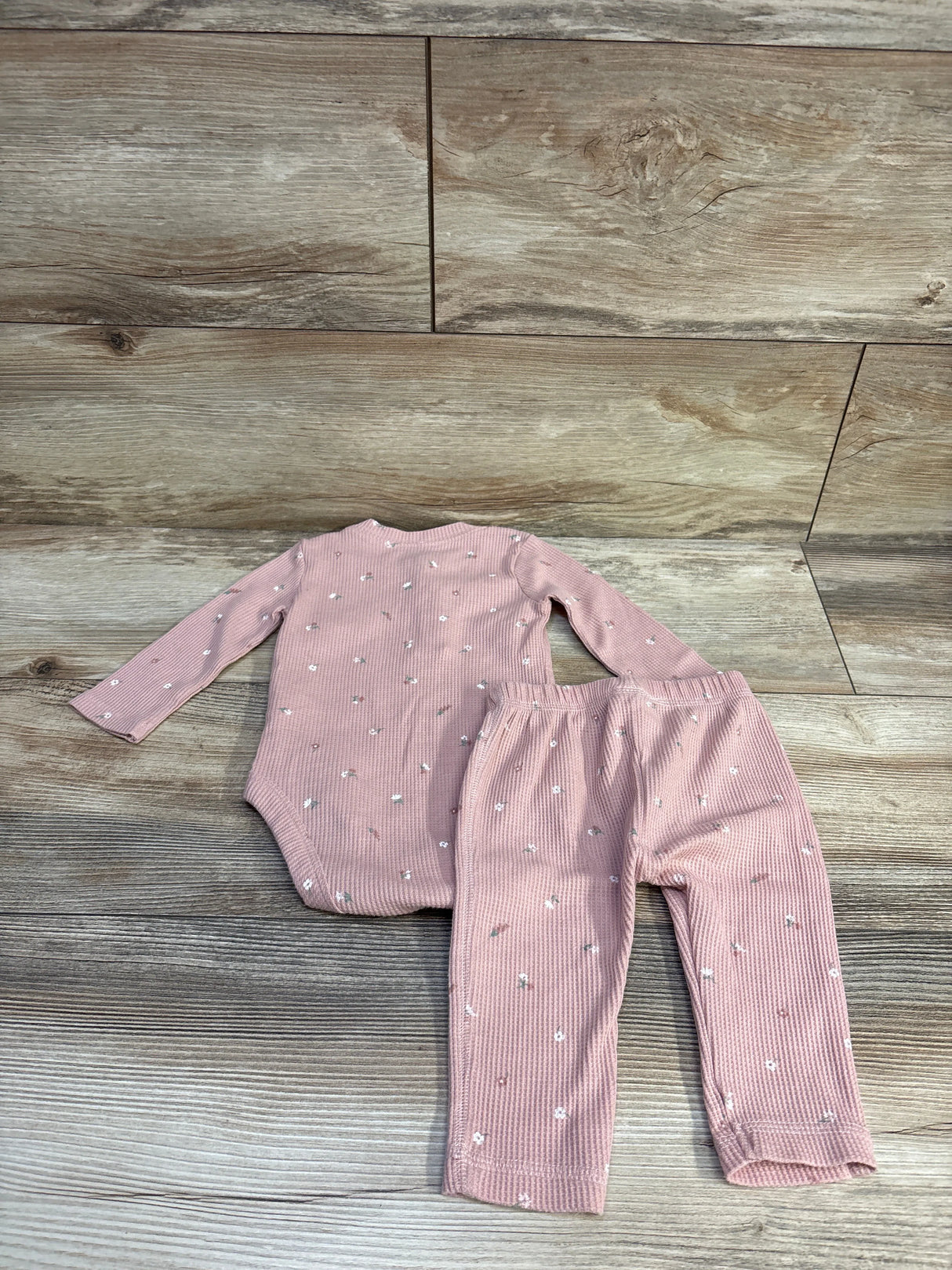 Carter's 2pc Waffle Knit Henley Bodysuit & Pants Set Pink sz 6m