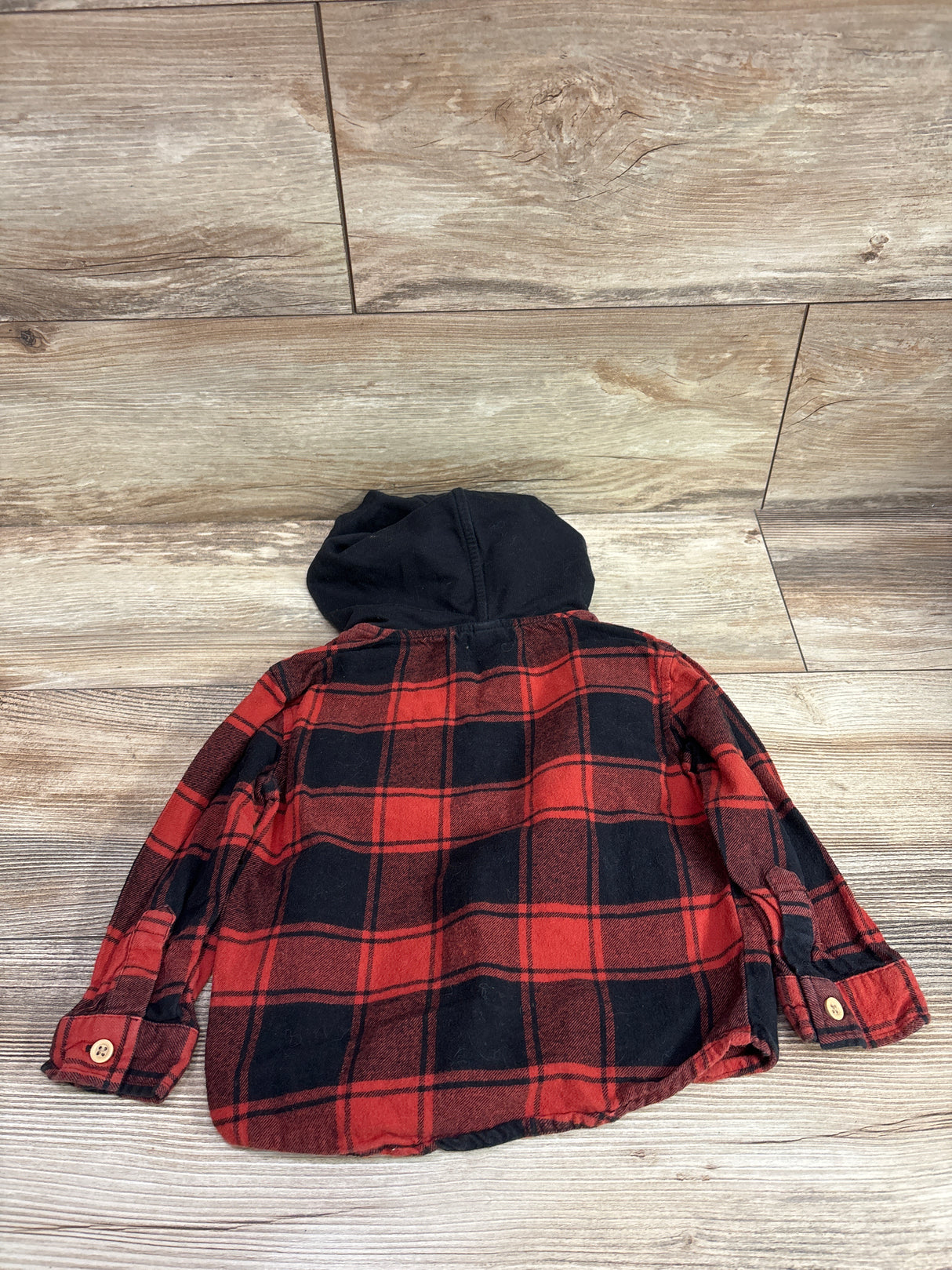 Cat & Jack Plaid Hooded Flannel Shirt Red sz 2T