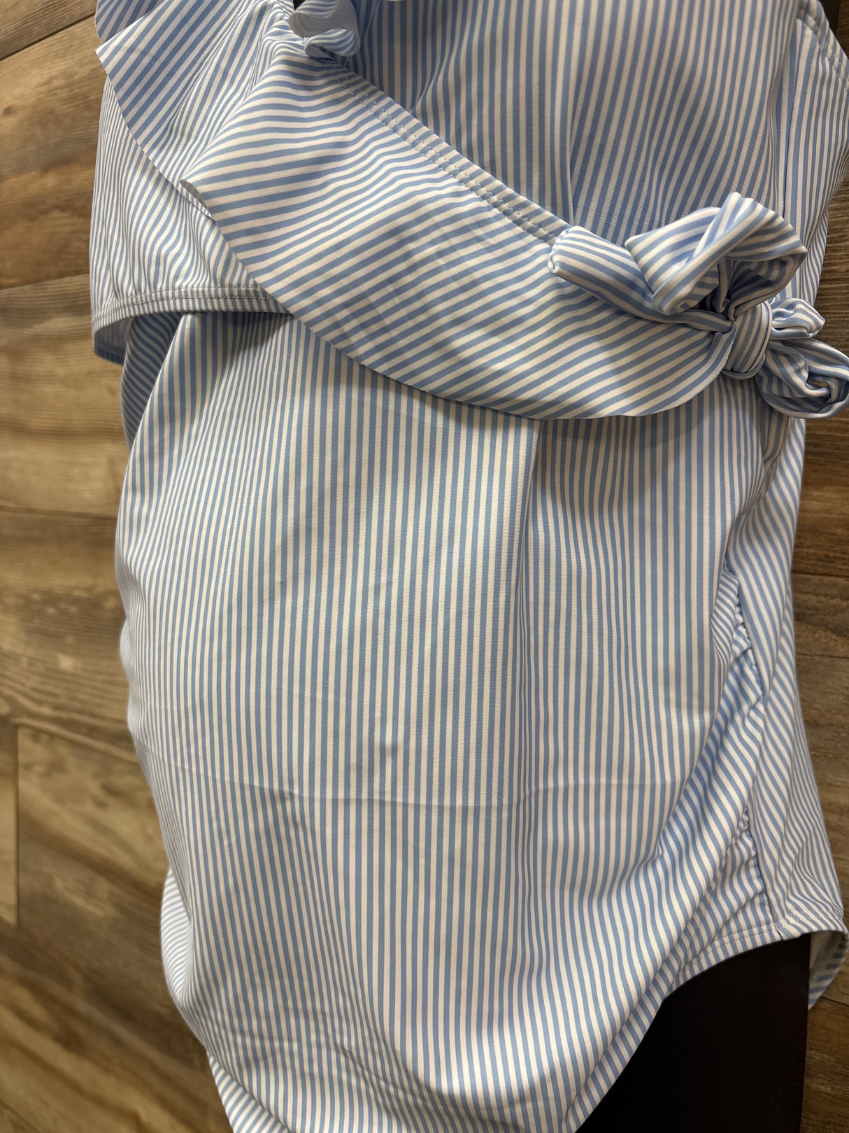 Kindred Bravely Ruffle Wrap Maternity & Nursing 1pc Swimsuit Coastal Stripe sz XL Busty