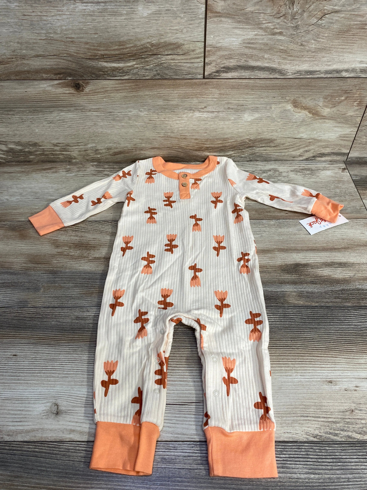 NEW Cat & Jack Floral Ribbed Coverall Cream sz 6-9m