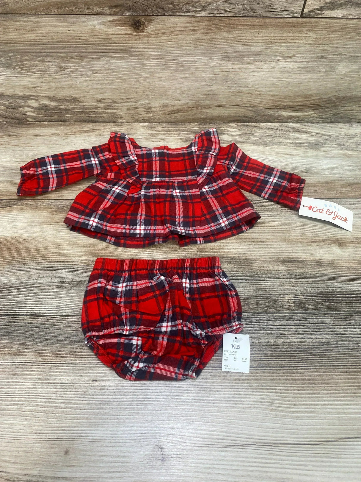 NEW Cat & Jack 2pc Plaid Top & Bottoms Red sz Newborn - Me n Mommy To Be