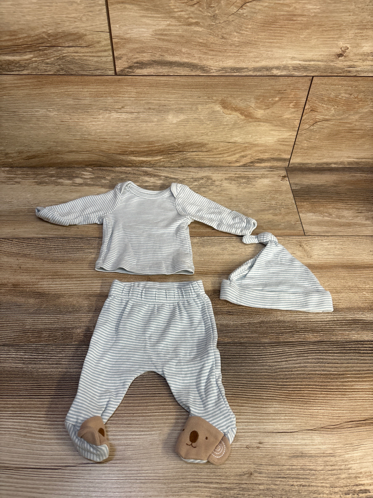 Just One You 3pc Striped Shirt, Pants, & Hat Set Blue sz Preemie