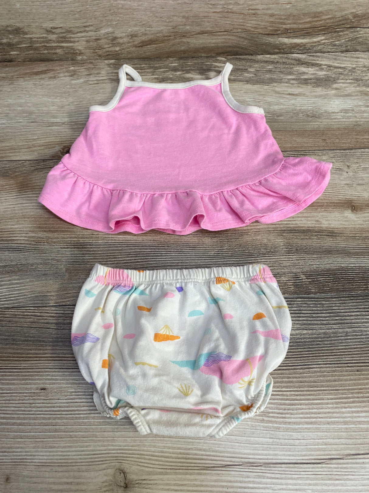Cat & Jack 2pc Beach Baby Top & Bloomers Pink sz 6-9m - Me n Mommy To Be